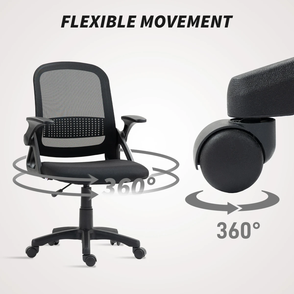 HOMCOM HOMCOM Ergonomic Swivel Office Chair Mesh Back Adjustable Height Flip Up Armrests For Home Office - Office Chair