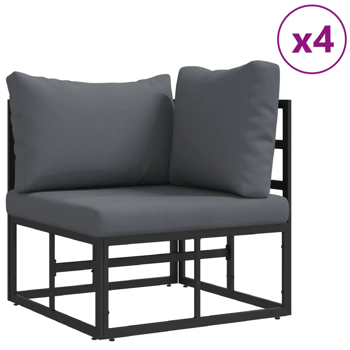 vidaXL vidaXL Garden Sofa Set with Cushion 11 pcs Black Aluminium - Garden Sofa Sets