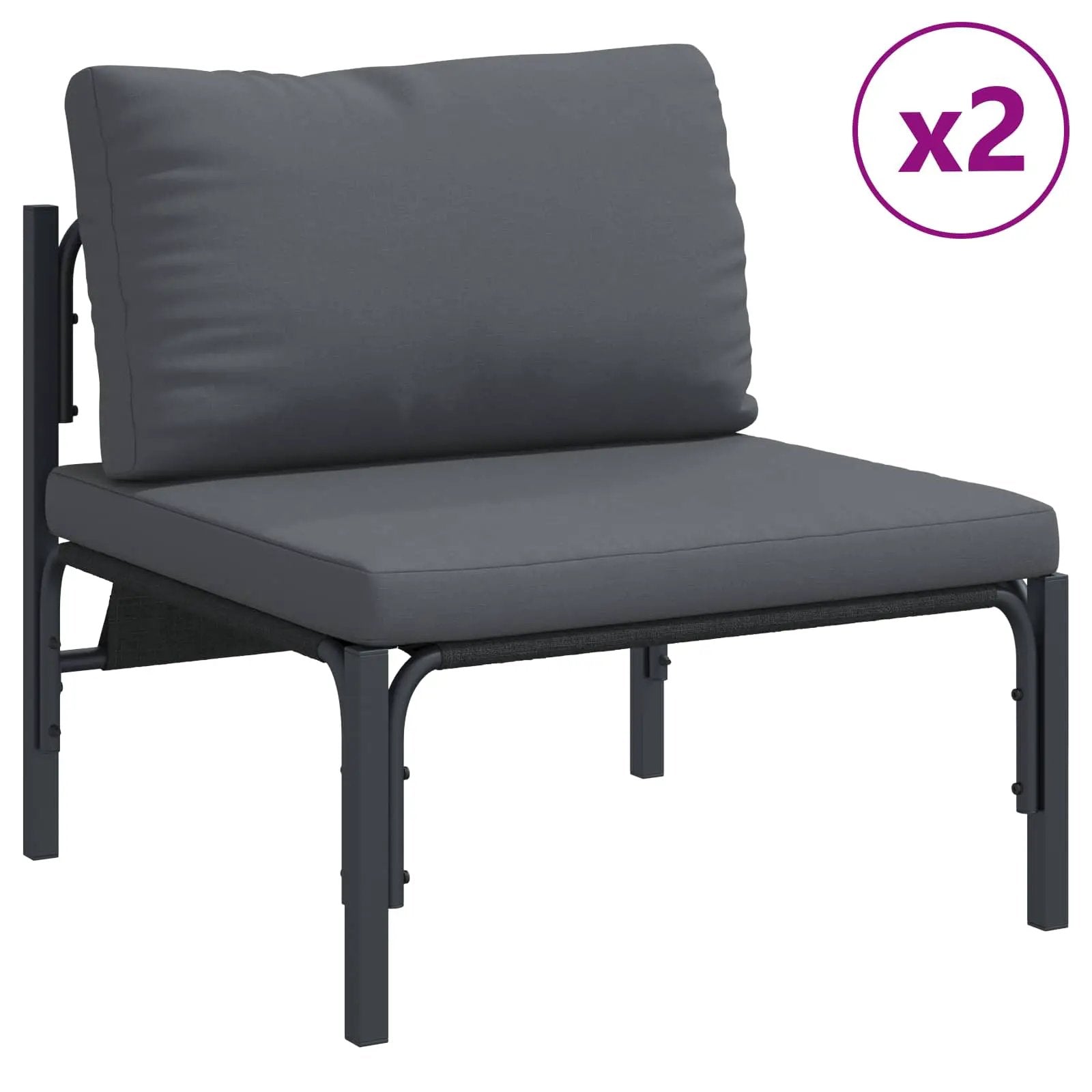vidaXL vidaXL Garden Sofa Set with Cushion 5 pcs Black Steel - Garden Sofa Sets