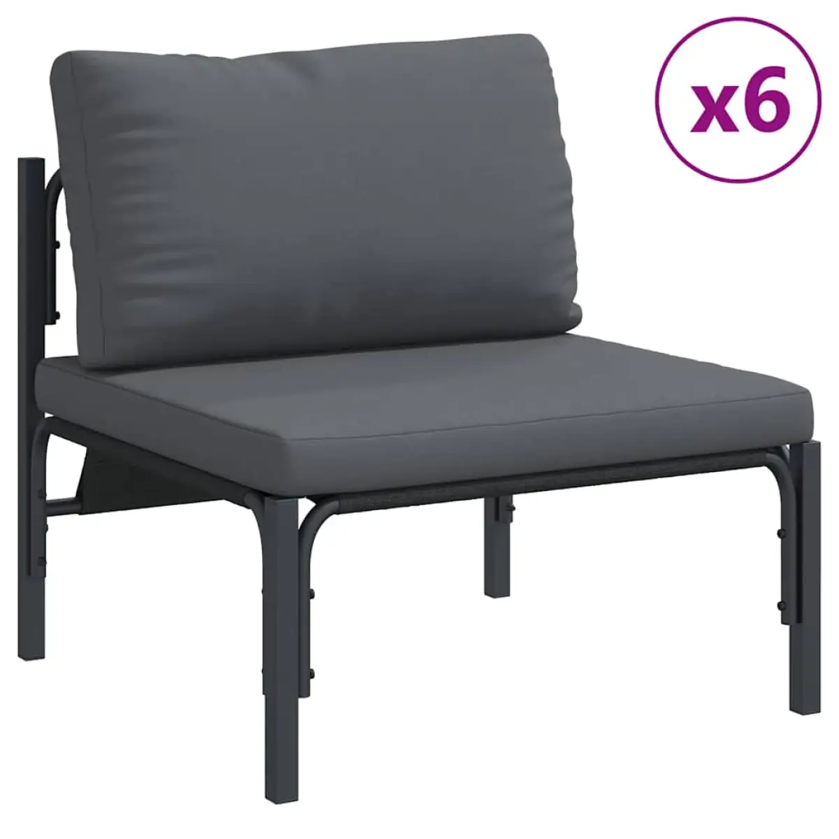 vidaXL vidaXL Garden Sofa Set with Cushion 13 pcs Black Steel - Garden Sofa Sets