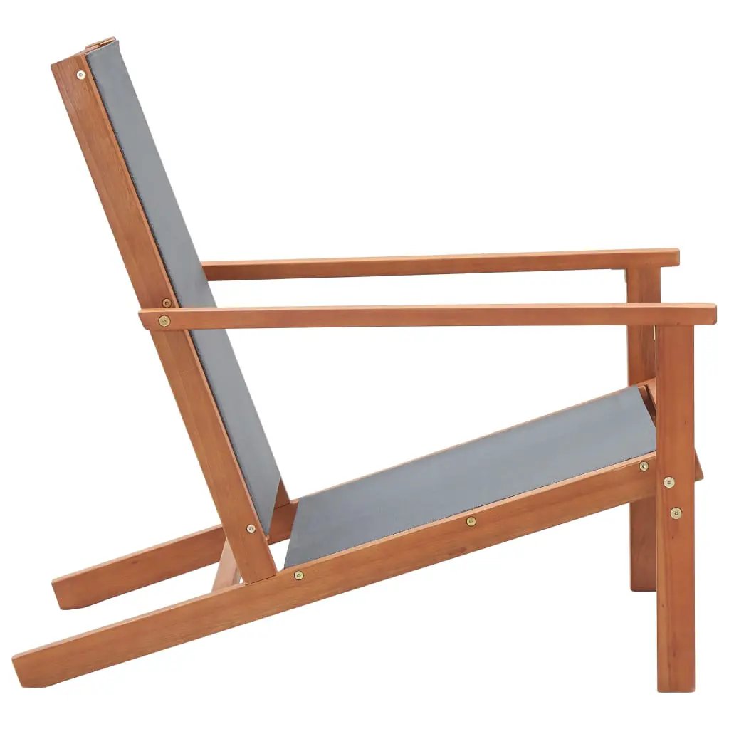 vidaXL vidaXL Garden Lounge Chair Grey Solid Eucalyptus Wood and Textilene - Garden Chairs