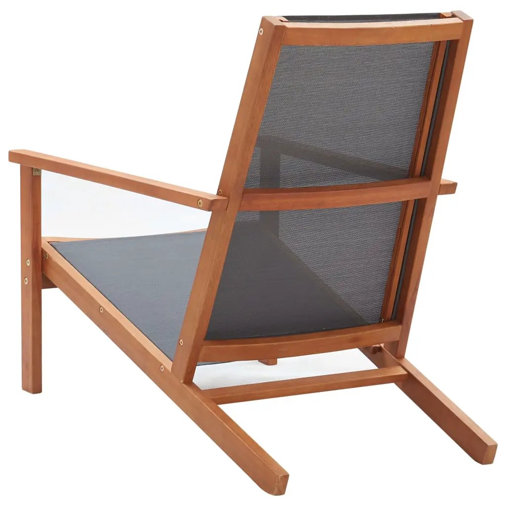 vidaXL vidaXL Garden Lounge Chair Grey Solid Eucalyptus Wood and Textilene - Garden Chairs