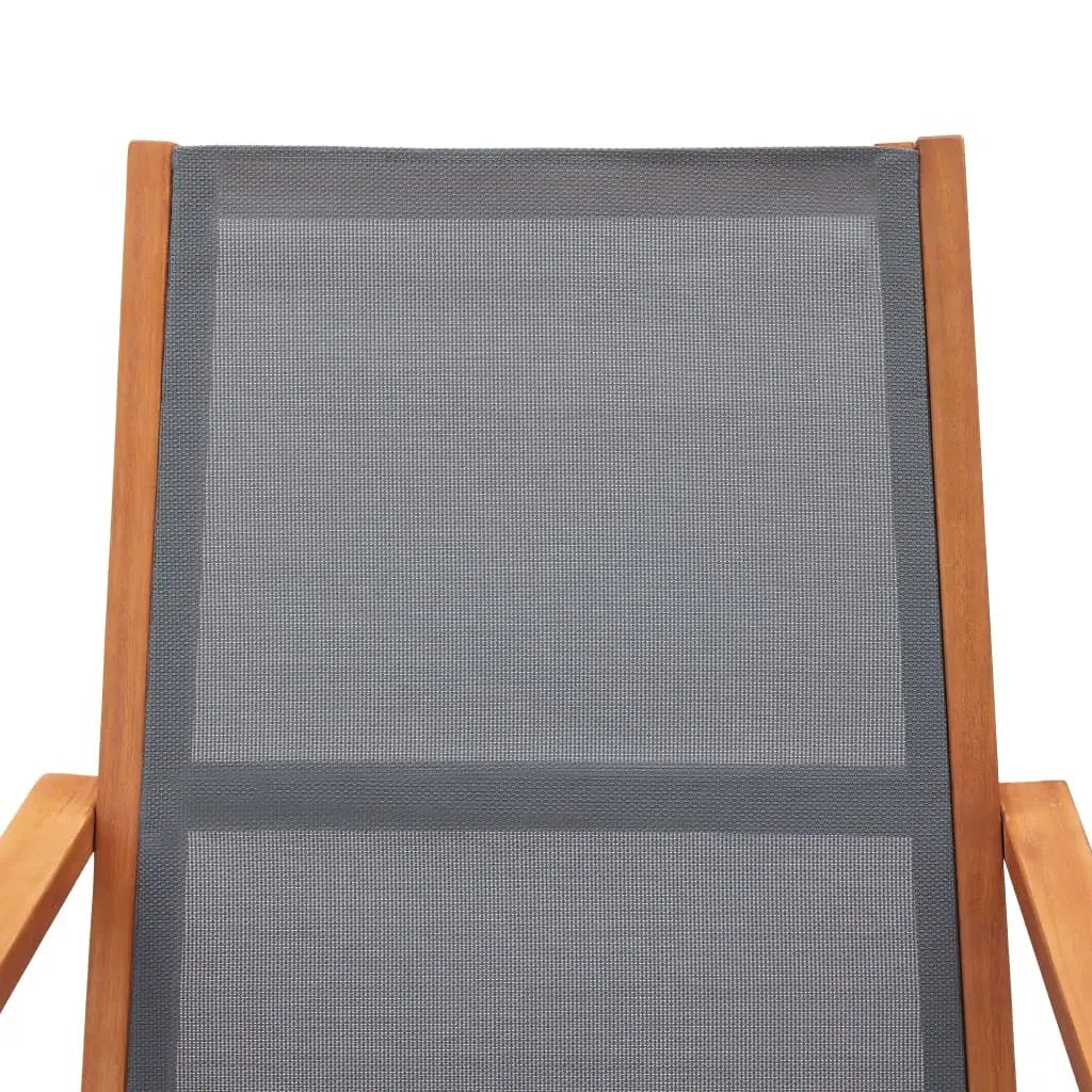 vidaXL vidaXL Garden Lounge Chair Grey Solid Eucalyptus Wood and Textilene - Garden Chairs