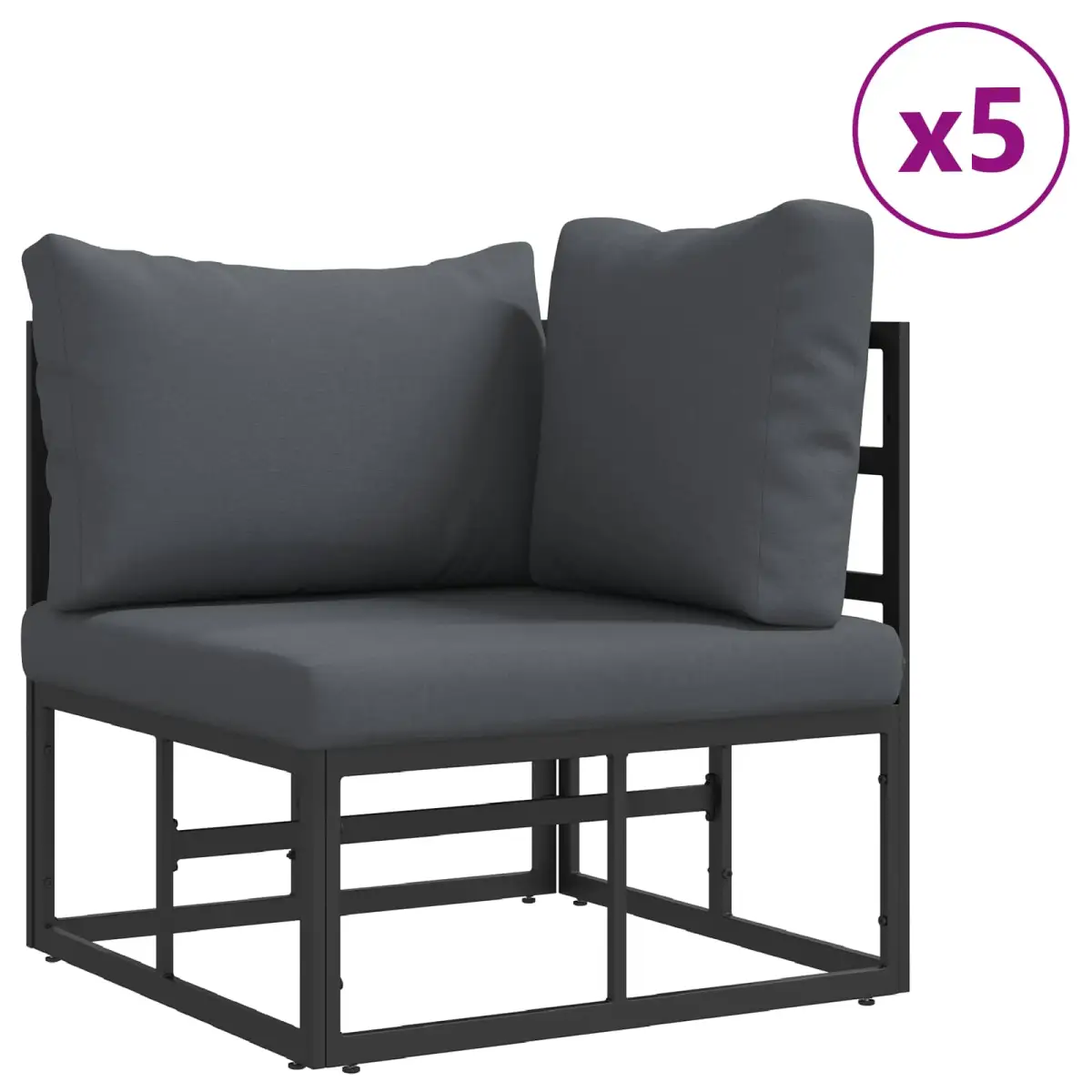 vidaXL vidaXL Garden Sofa Set with Cushion 10 pcs Black Aluminium - Garden Sofa Sets