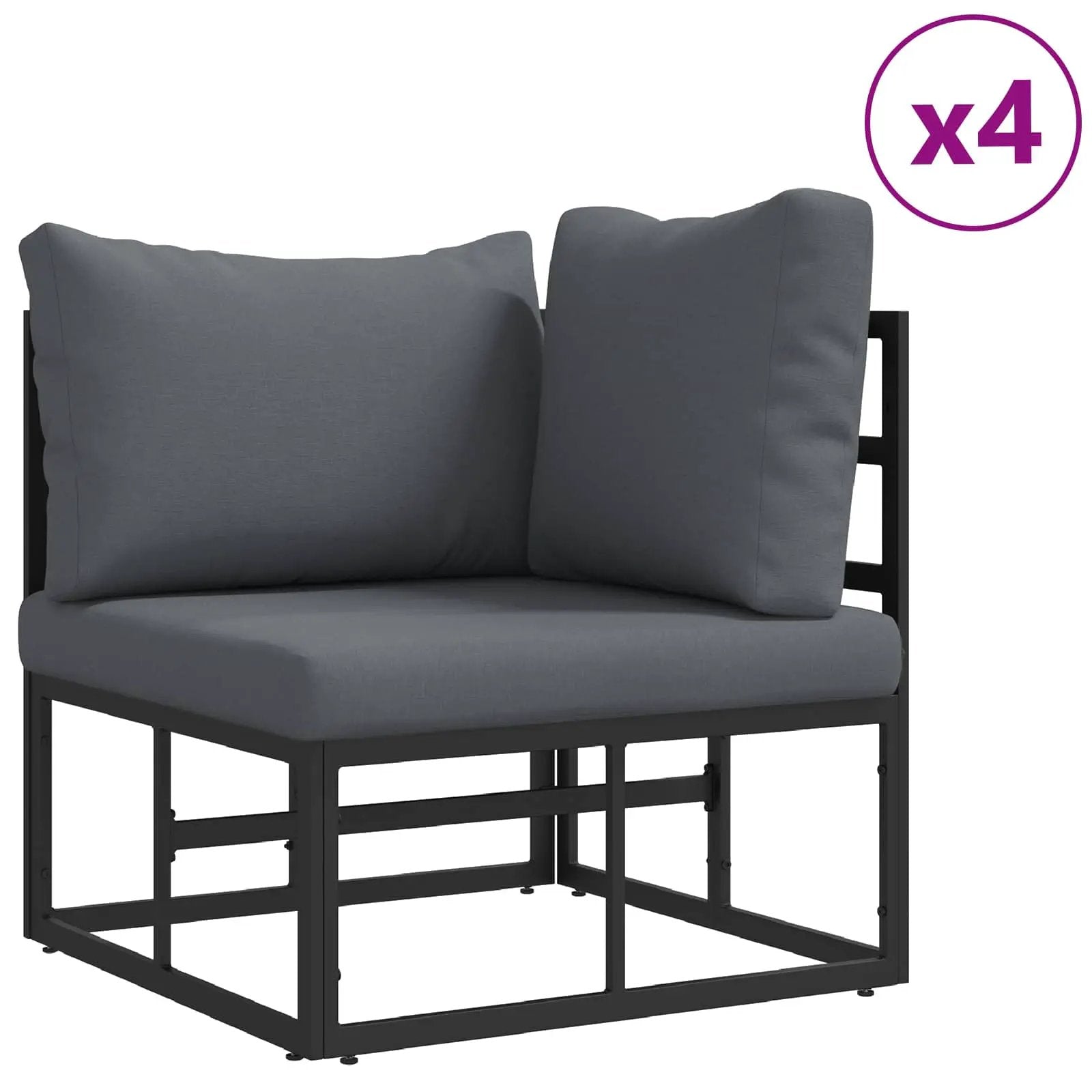vidaXL vidaXL Garden Sofa Set with Cushion 9 pcs Black Aluminium - Garden Sofa Sets