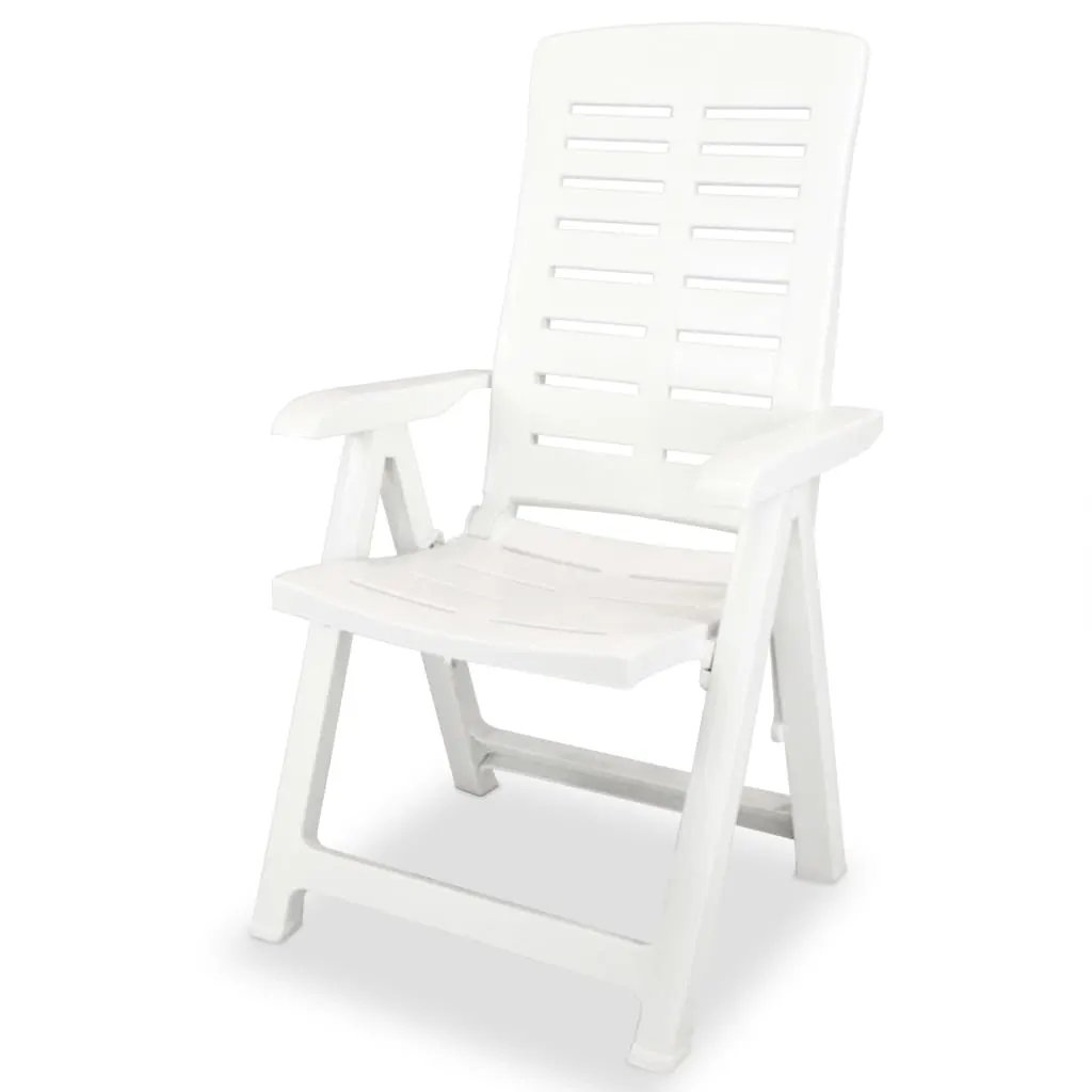 vidaXL vidaXL Reclining Garden Chairs 2 pcs Plastic White - Garden Chairs