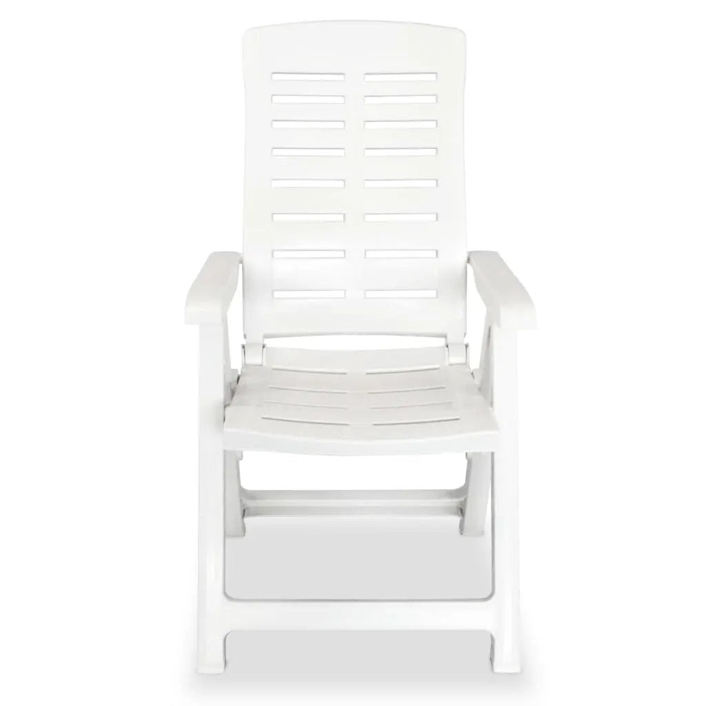 vidaXL vidaXL Reclining Garden Chairs 2 pcs Plastic White - Garden Chairs