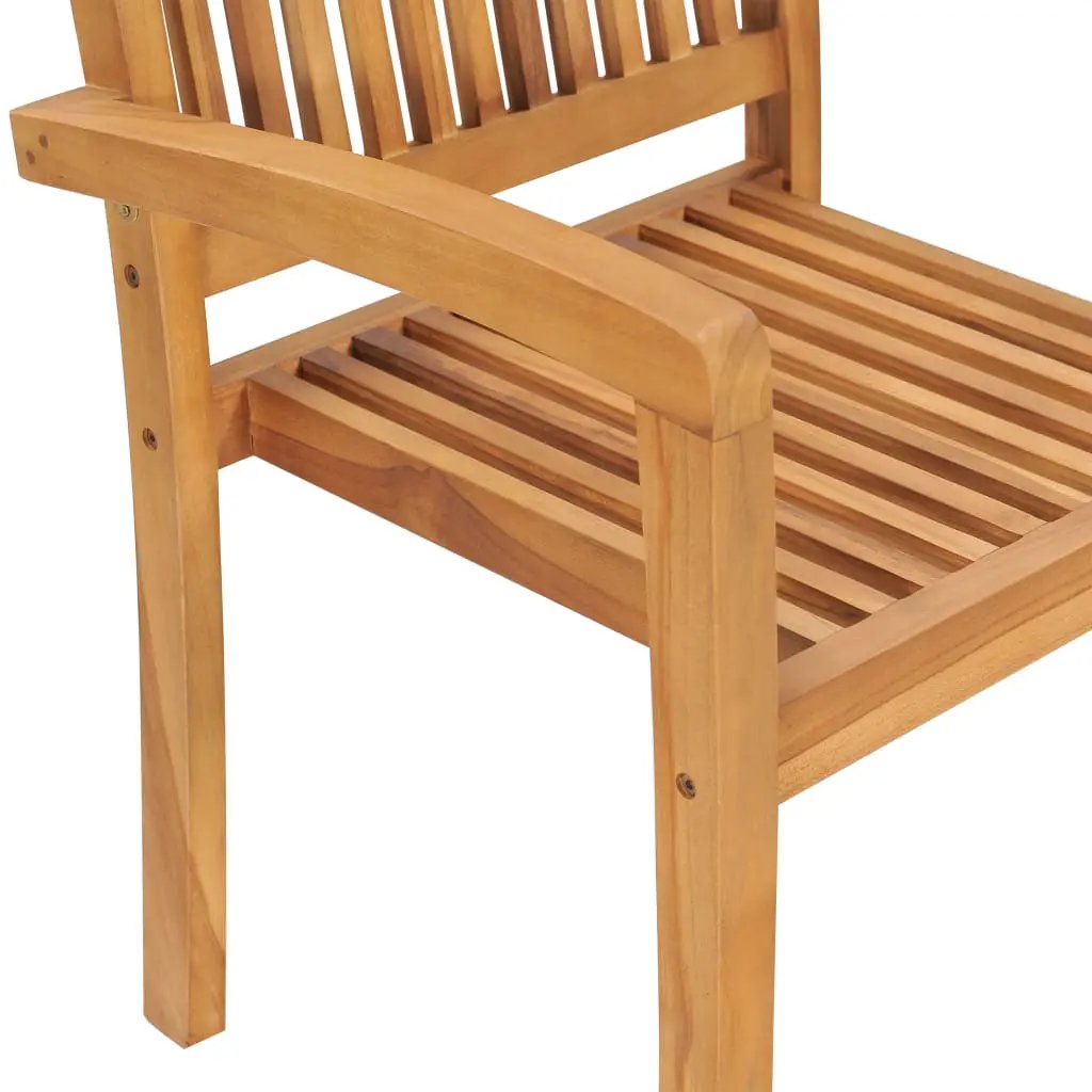vidaXL vidaXL Stacking Garden Dining Chairs 2 pcs Solid Teak Wood - Garden Chairs