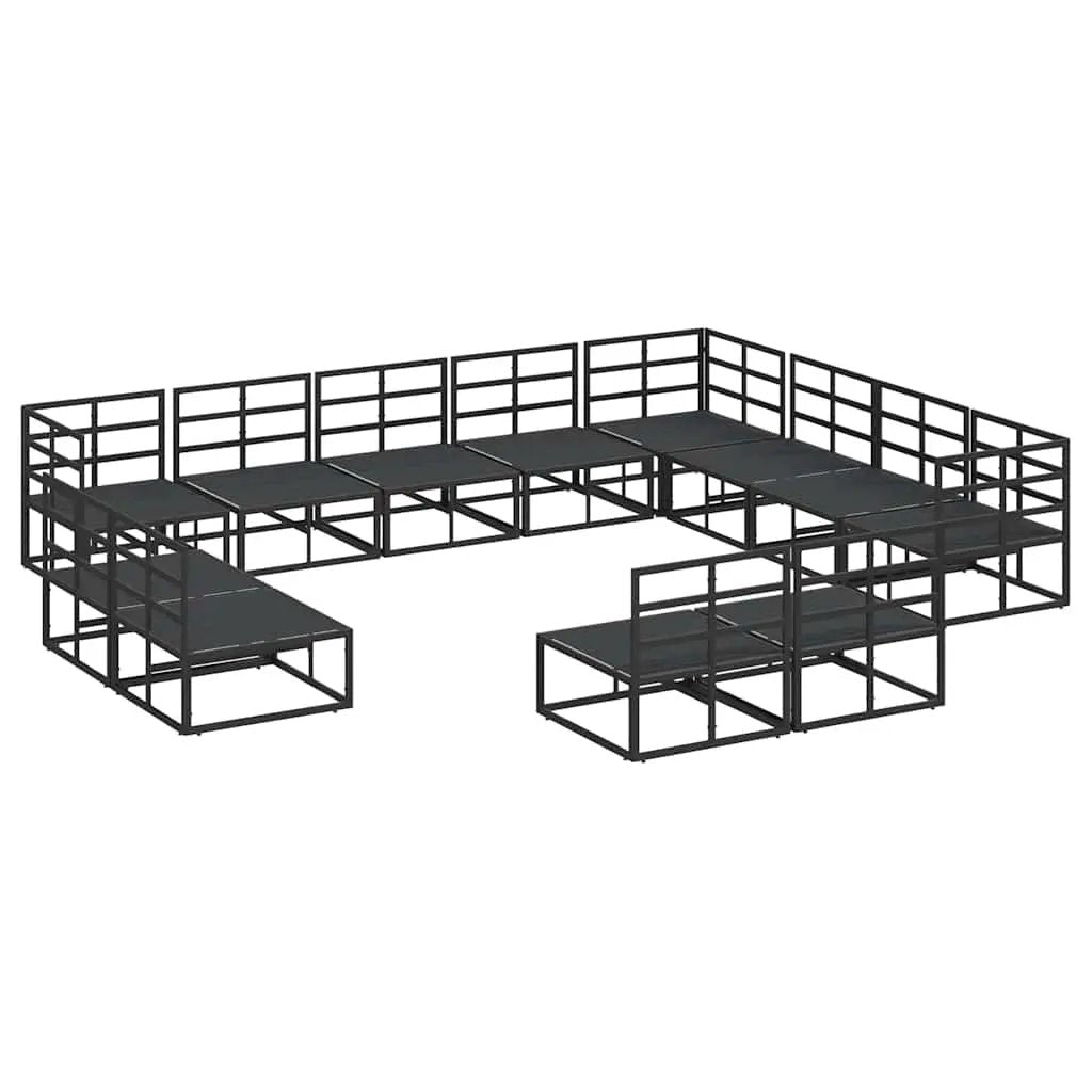 vidaXL vidaXL Garden Sofa Set with Cushion 12 pcs Black Aluminium - Garden Sofa Sets