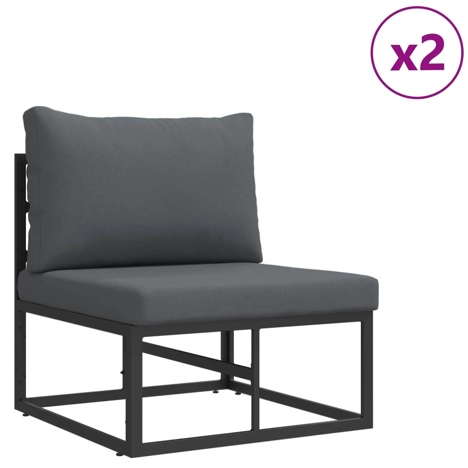 vidaXL vidaXL Garden Sofa Set with Cushion 7 pcs Black Aluminium - Garden Sofa Sets