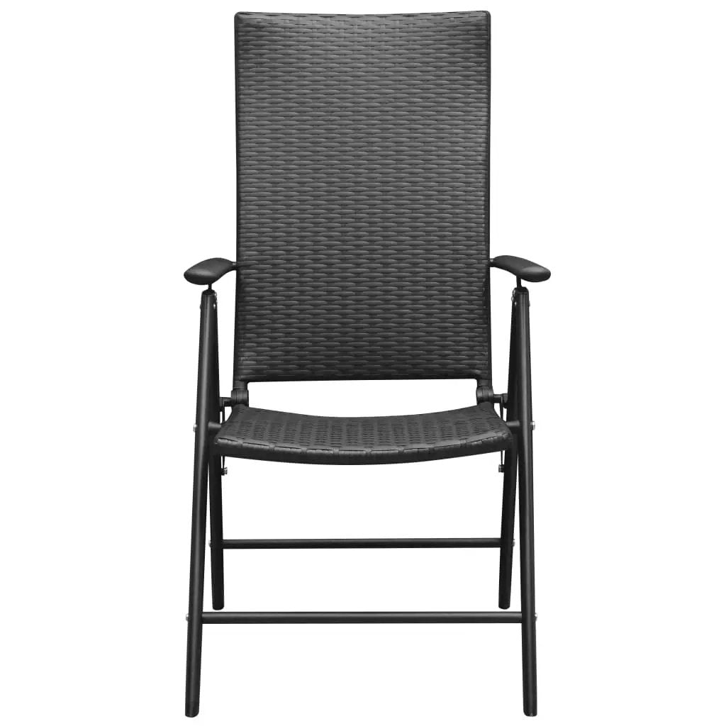 vidaXL vidaXL Stackable Garden Chairs 2 pcs Poly Rattan Black - Garden Chairs