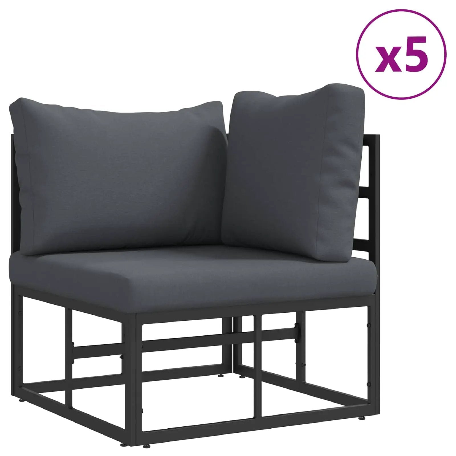 vidaXL vidaXL Garden Sofa Set with Cushion 8 pcs Black Aluminium - Garden Sofa Sets