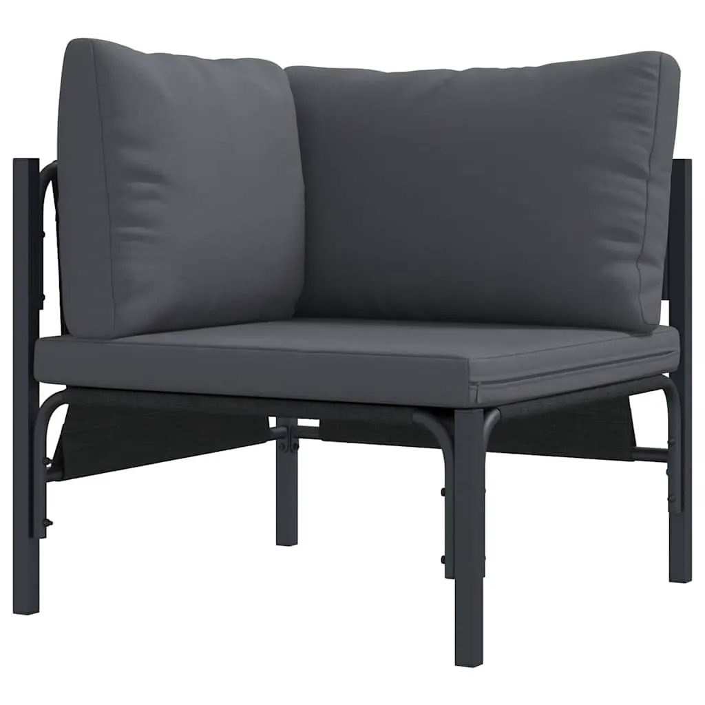 vidaXL vidaXL Garden Sofa Set with Cushion 8 pcs Black Steel - Garden Sofa Sets