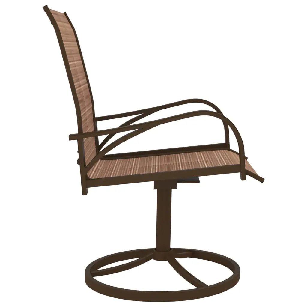 vidaXL vidaXL Garden Swivel Chairs 2 pcs Textilene and Steel Brown - Garden Chairs