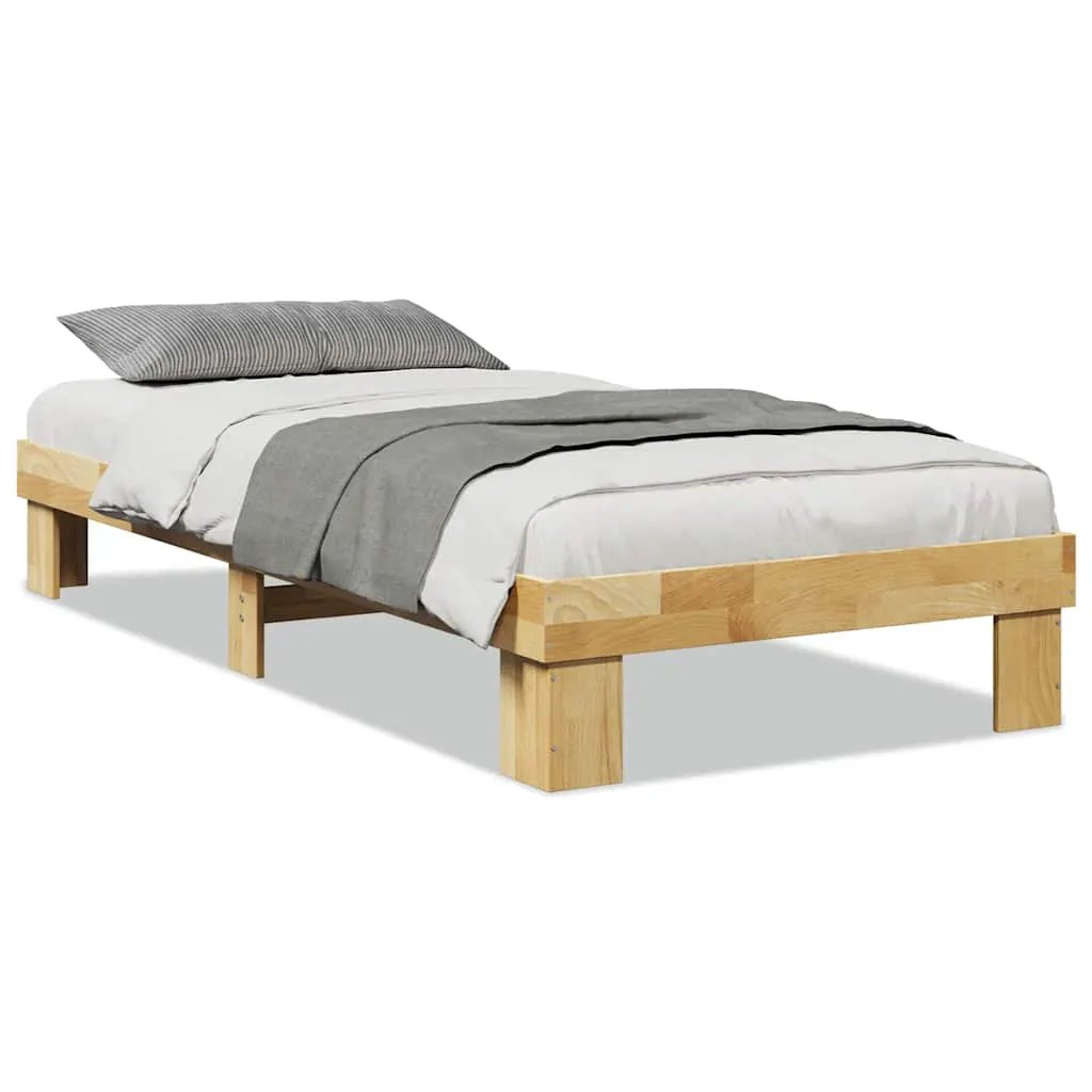 vidaXL vidaXL Bed Frame without Mattress 75x190 cm Small Single Solid Wood Oak - Bed Frames