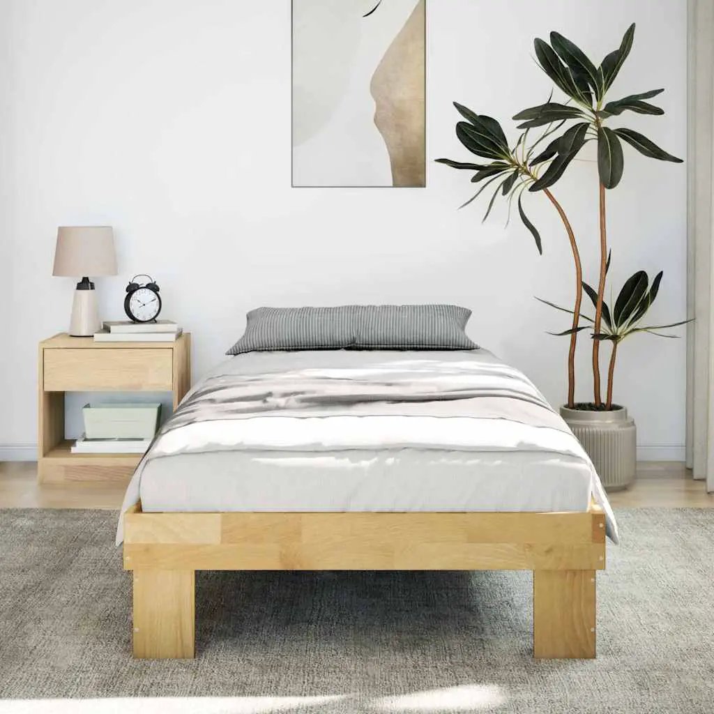 vidaXL vidaXL Bed Frame without Mattress 75x190 cm Small Single Solid Wood Oak - Bed Frames