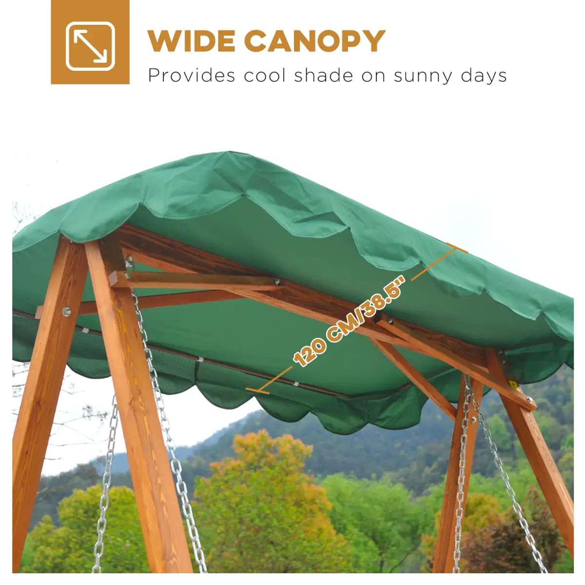 Outsunny 3-Seater Wooden Garden Swing Chair Seat Bench - Hammocks