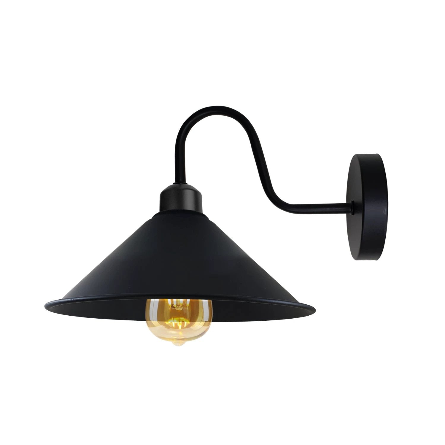Premium Wall Light 8In Cone Shade Swan Neck E27 For Home by Un-branded