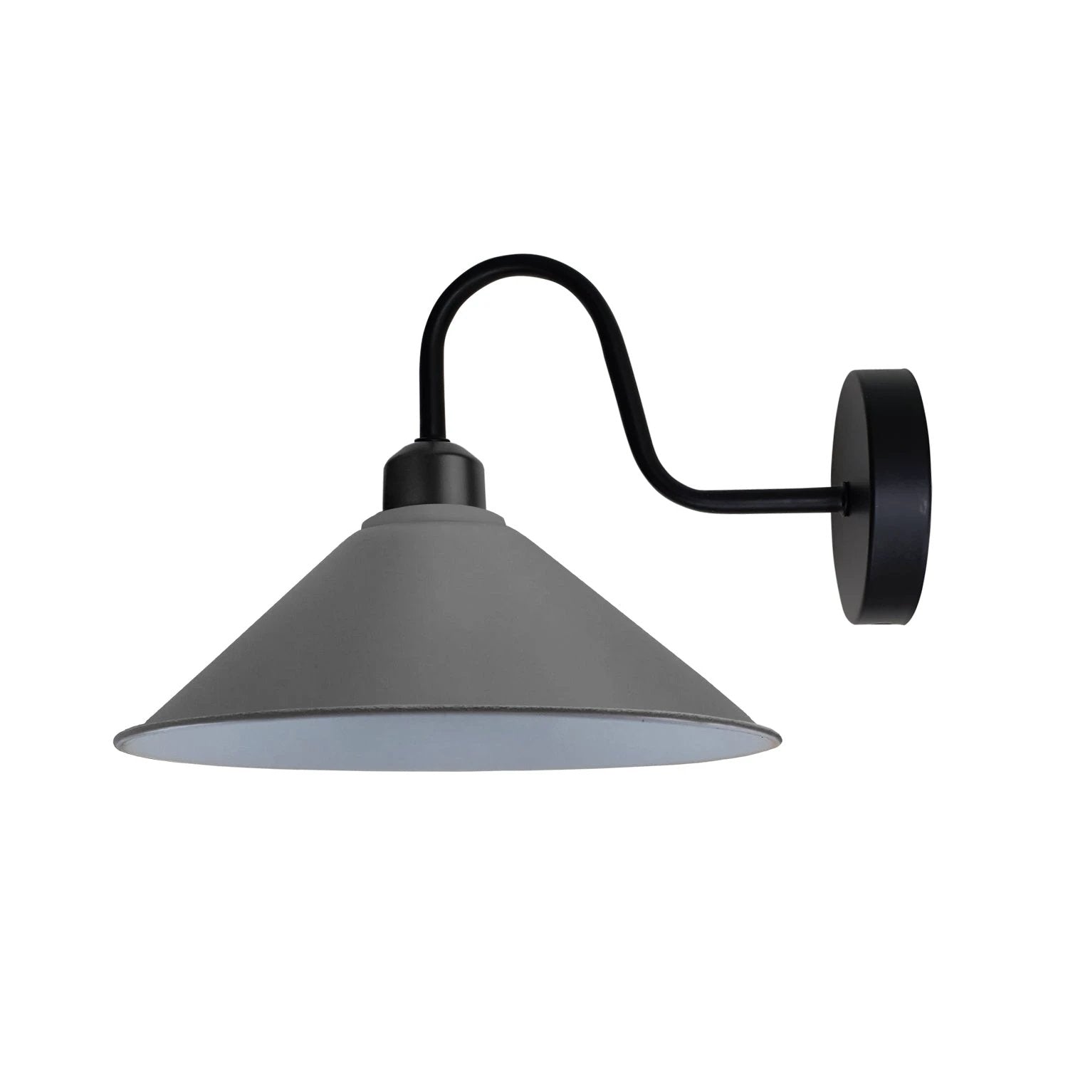 Un-branded Premium Grey Wall Lamp Cone Shade Swan Neck For E27 Socket - Wall Lights