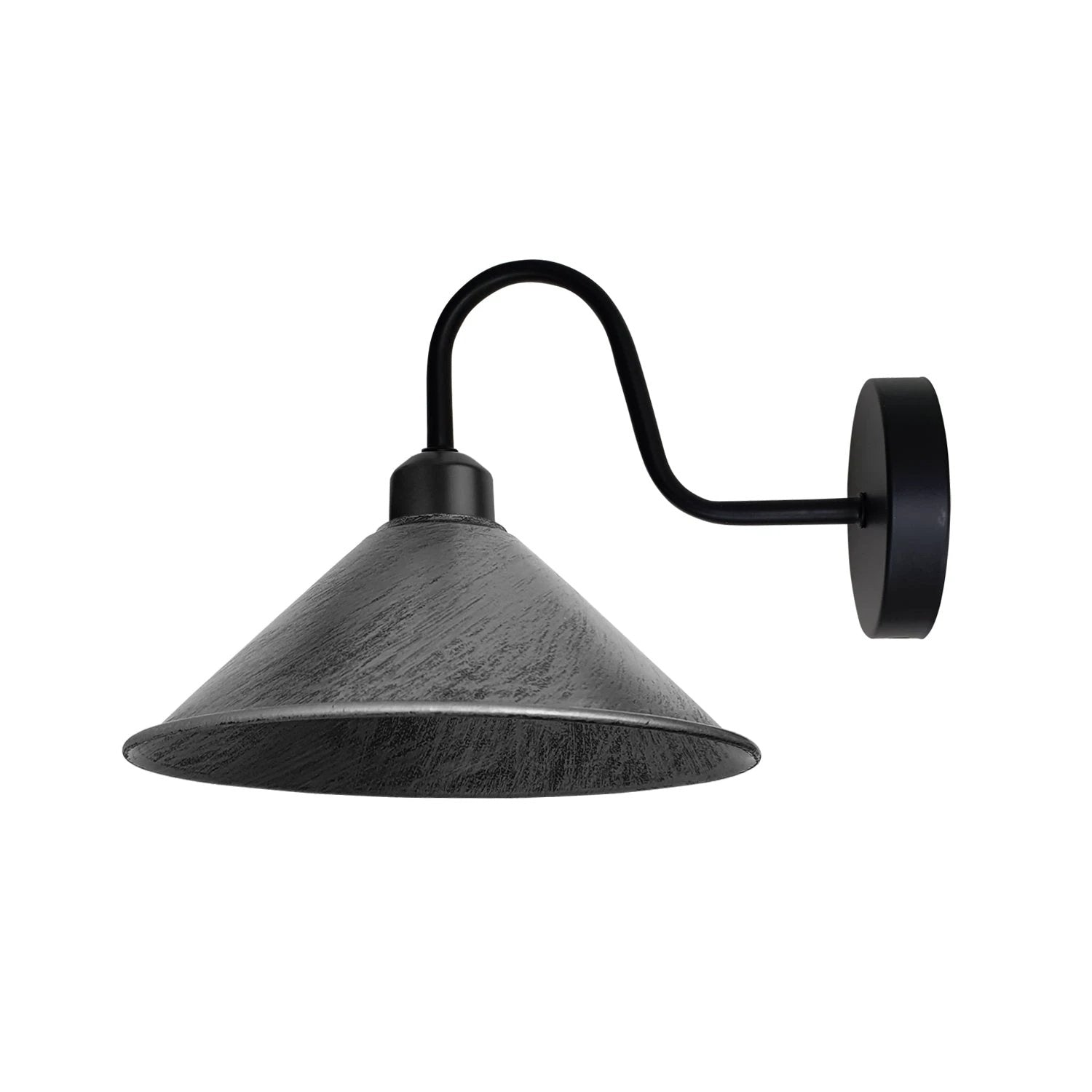 Brushed Silver Wall Light Fixture 12cm Cone Shade Hallway by Un-branded
