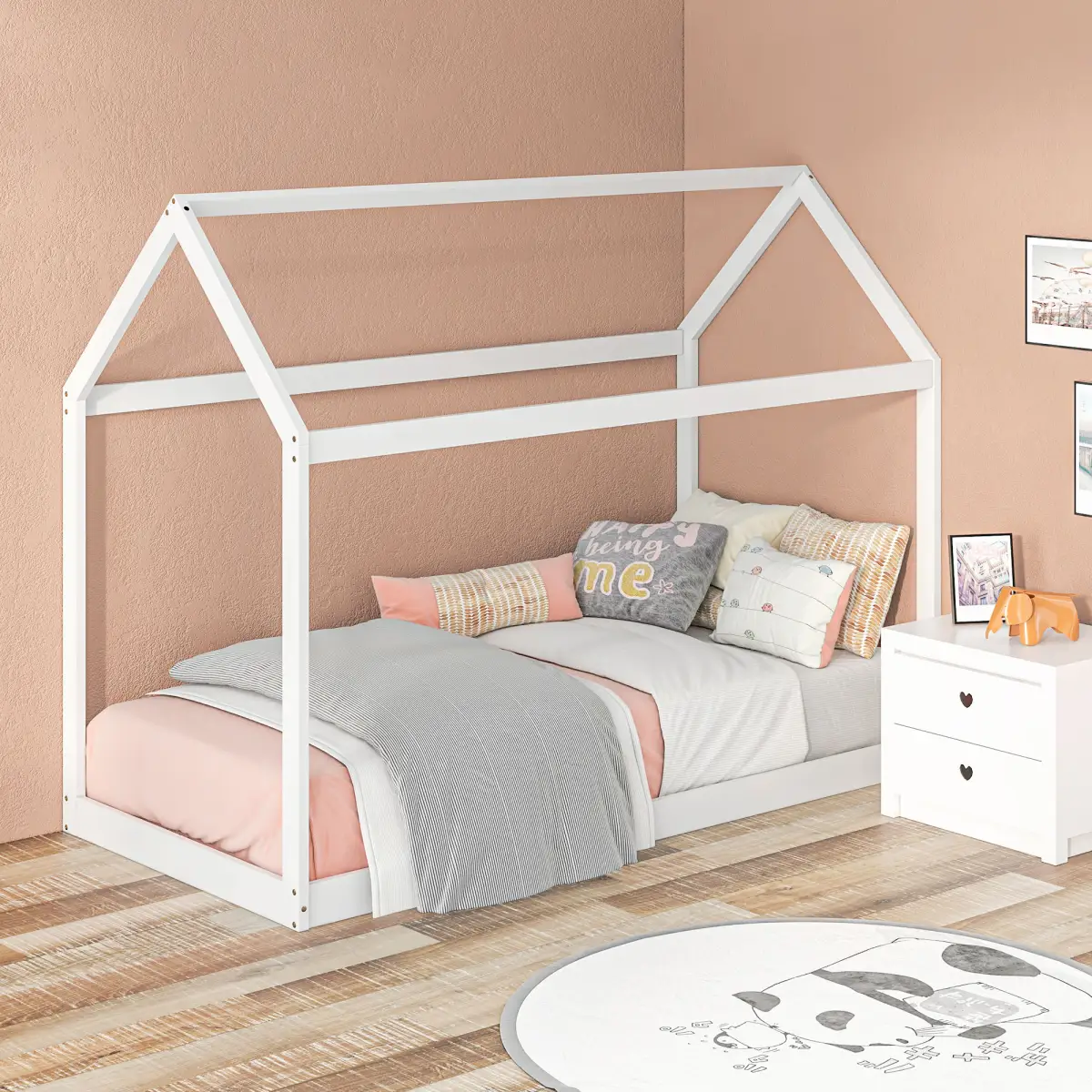 HOMCOM HOMCOM Wooden Single Bed Frame with Tree House Style - Bed Frames