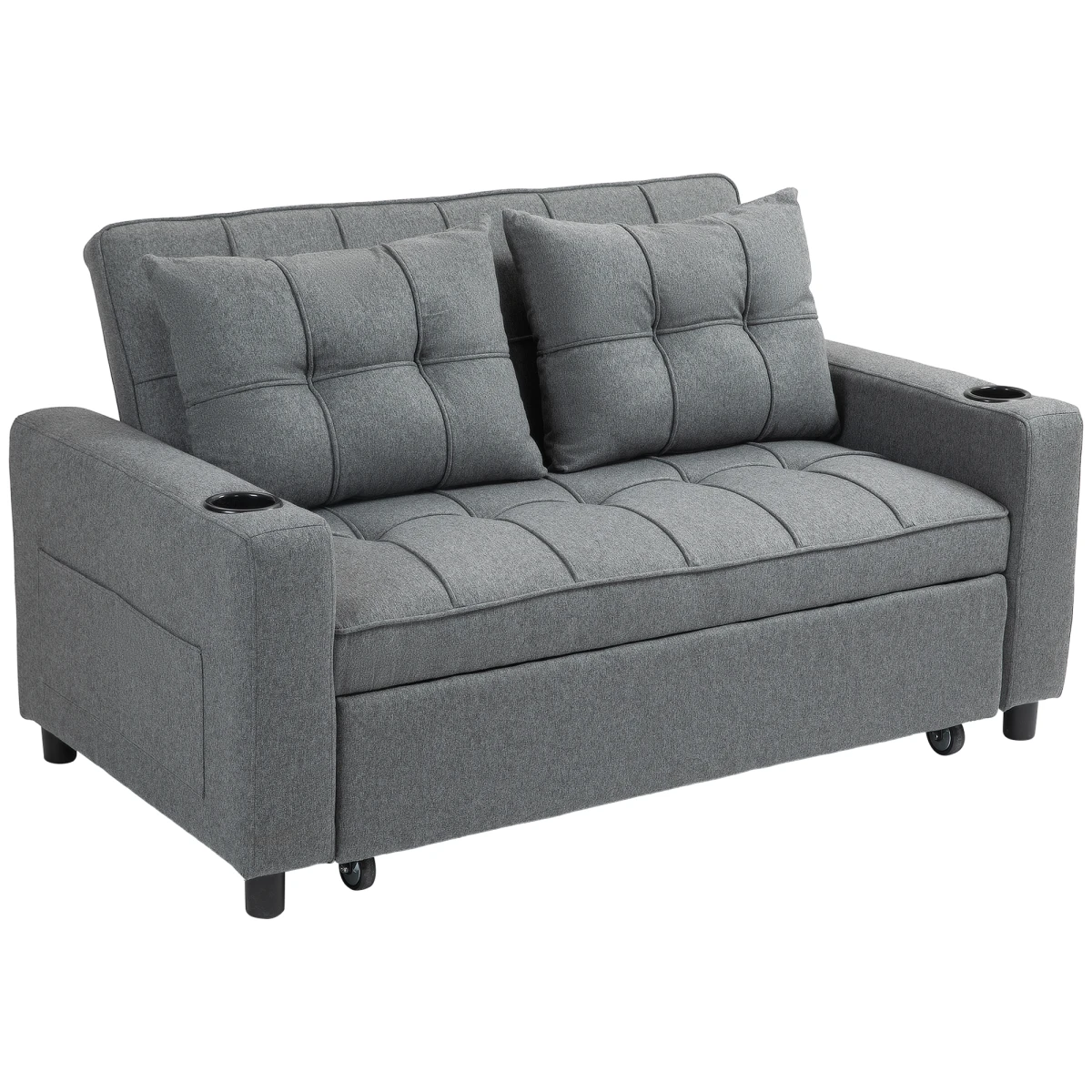 HOMCOM HOMCOM Two Seater Sofa Bed With Pockets For Living Room - Sofa Bed