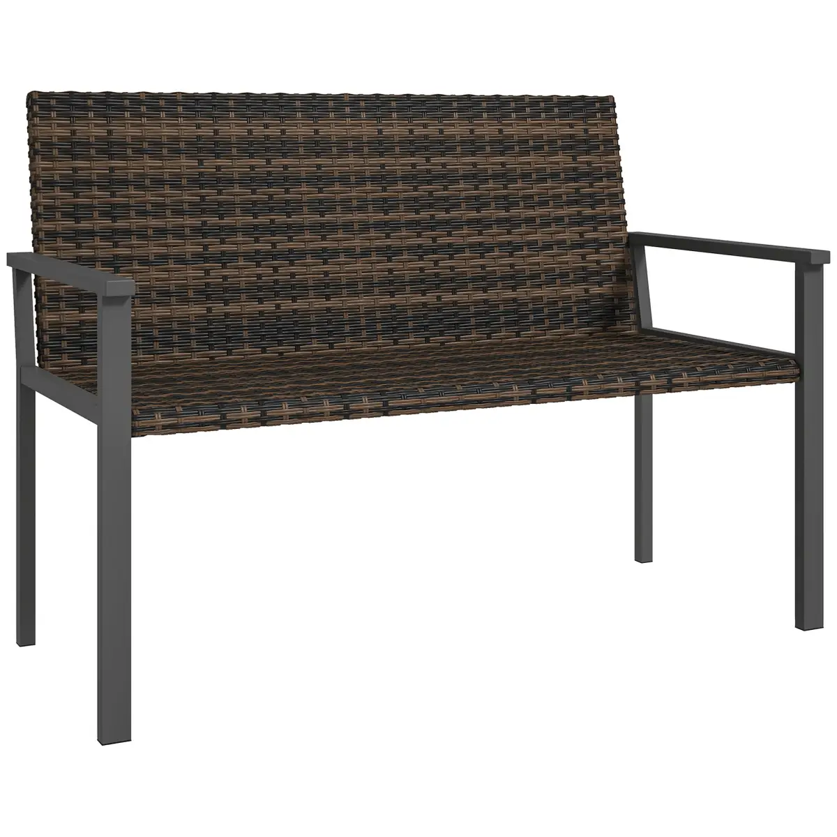 Outsunny Outsunny Rattan Garden Bench Loveseat with Quick-Drying Padding - Garden Chairs