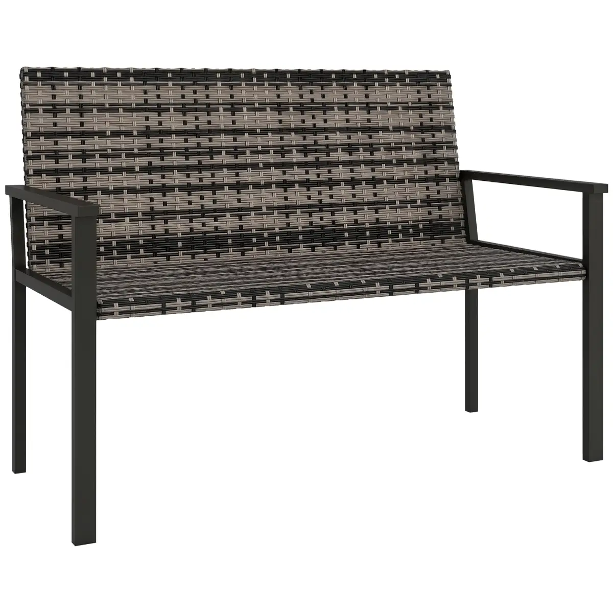 Outsunny Outsunny Rattan Garden Bench Loveseat with Quick-Drying Padding - Garden Chairs