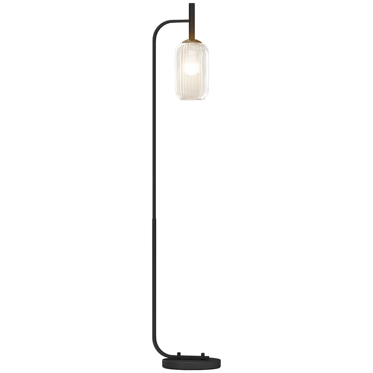 HOMCOM Tall Floor Lamp With Glass Lampshade And Foot Switch E27 LED Compatible For Living Room by HOMCOM