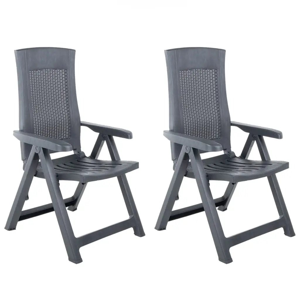 vidaXL vidaXL Garden Reclining Chairs 2 pcs Plastic White - Garden Chairs