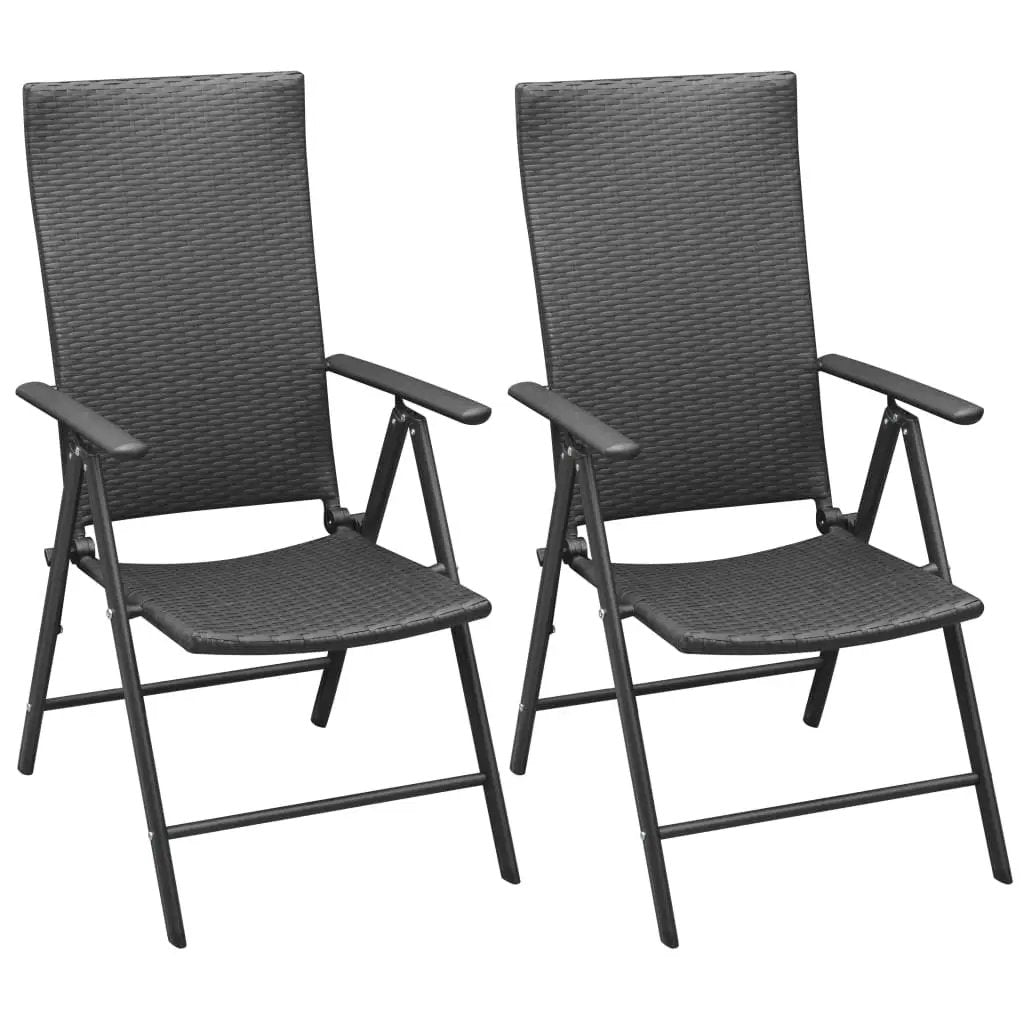 vidaXL vidaXL Stackable Garden Chairs 2 pcs Poly Rattan Black - Garden Chairs
