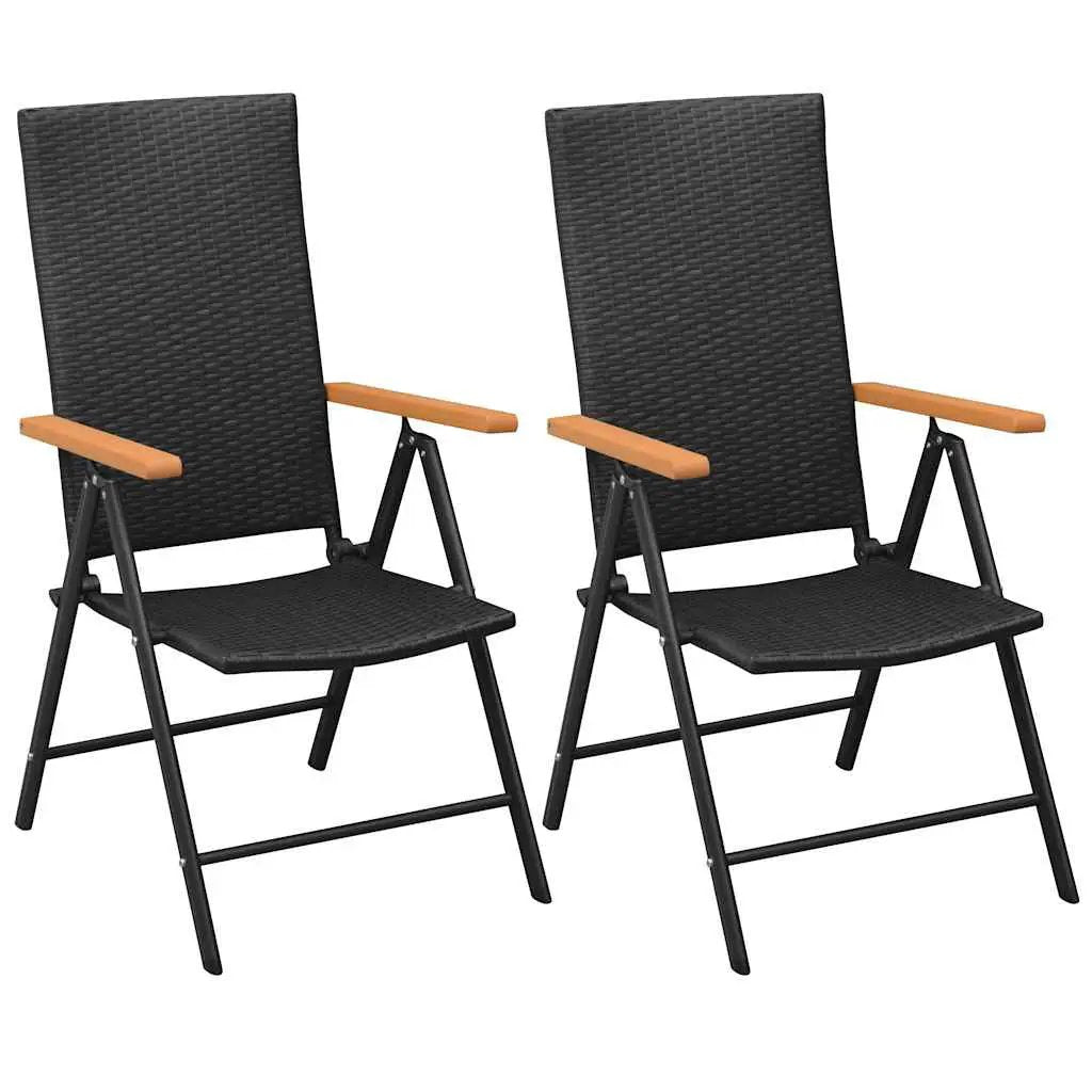 vidaXL vidaXL Stackable Garden Chairs 2 pcs Poly Rattan Black - Garden Chairs
