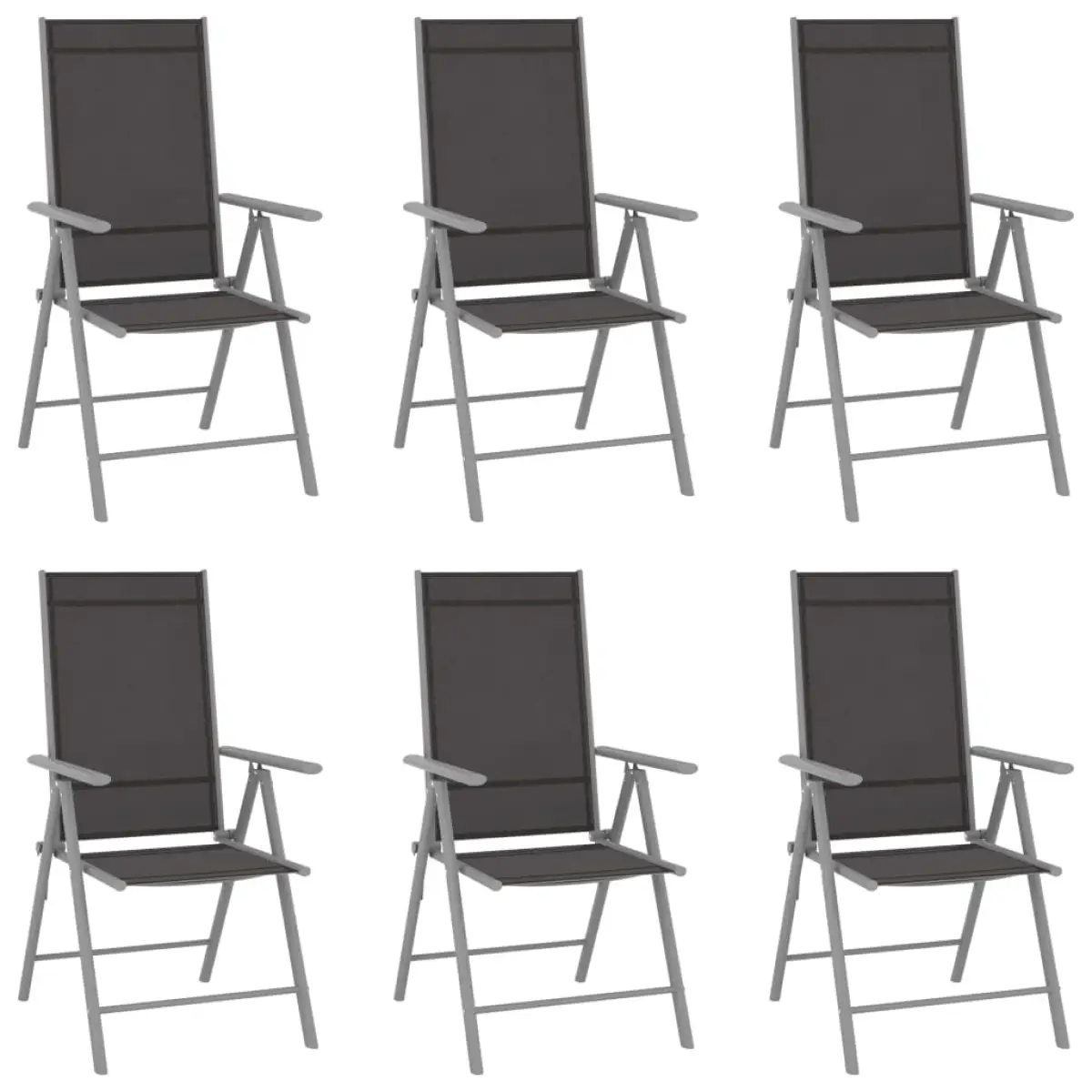 vidaXL vidaXL Folding Garden Chairs 6 pcs Textilene Black - Garden Chairs