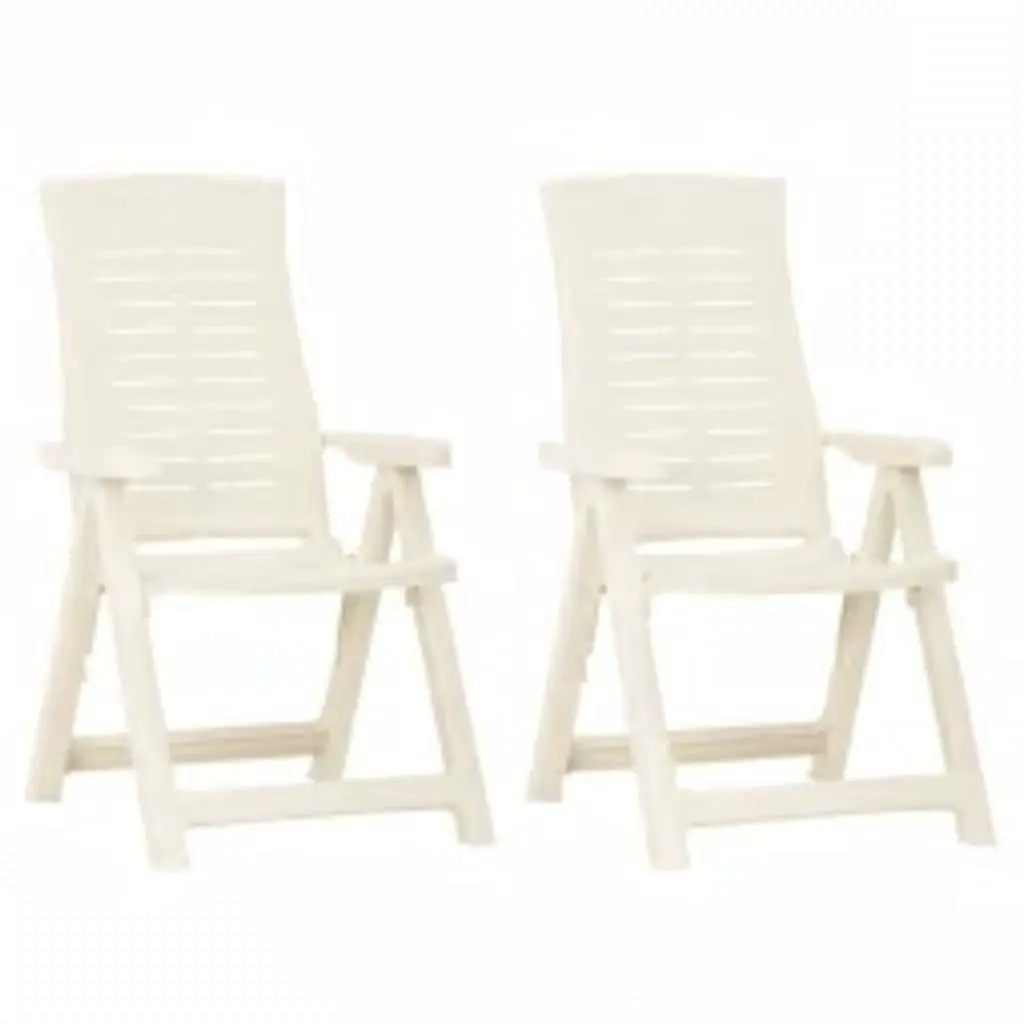 vidaXL vidaXL Garden Reclining Chairs 2 pcs Plastic White - Garden Chairs