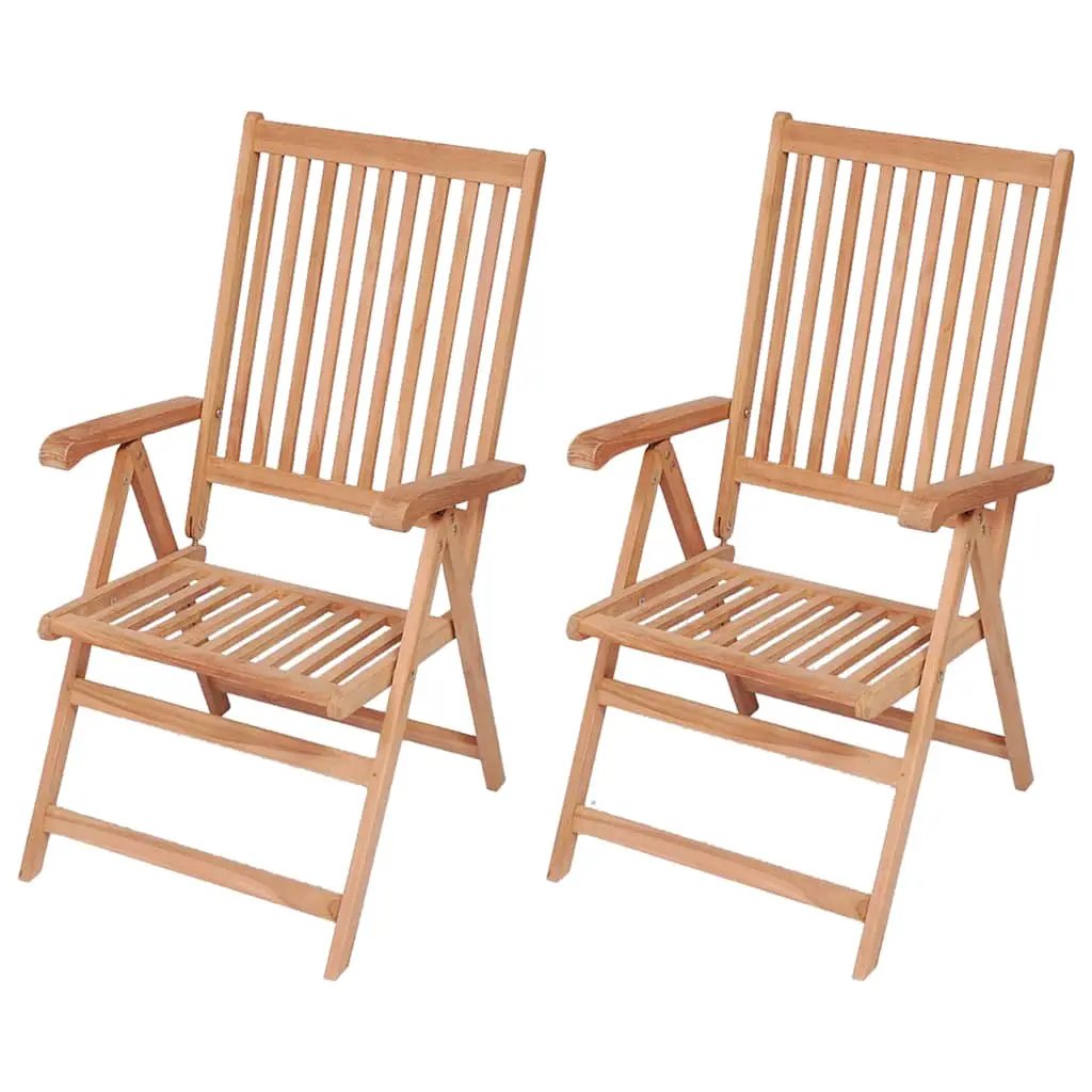 vidaXL vidaXL Reclining Garden Chairs 2 pcs Solid Teak Wood - Garden Chairs