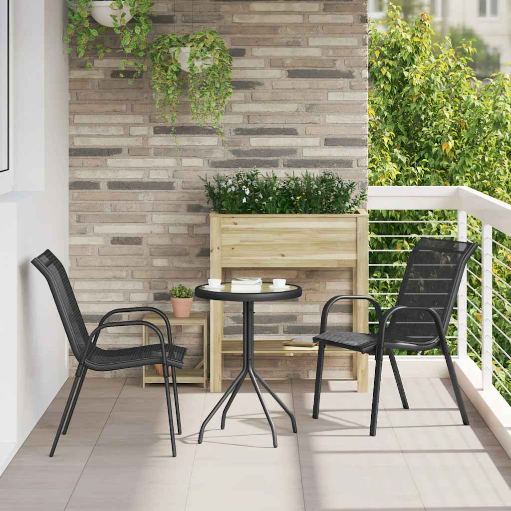 vidaXL vidaXL Stackable Garden Chairs 2 pcs Black Textilene Fabric - Garden Chairs
