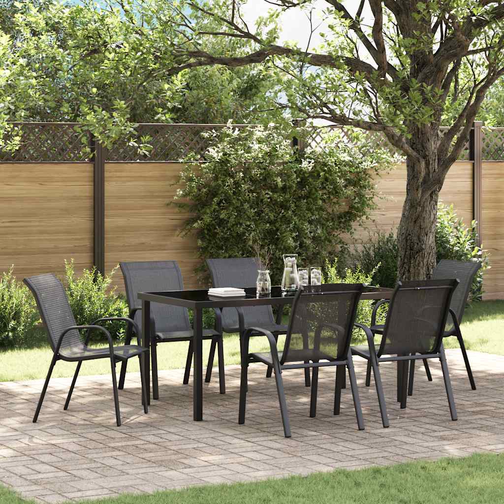vidaXL vidaXL Stackable Garden Chairs 2 pcs Black Textilene Fabric - Garden Chairs