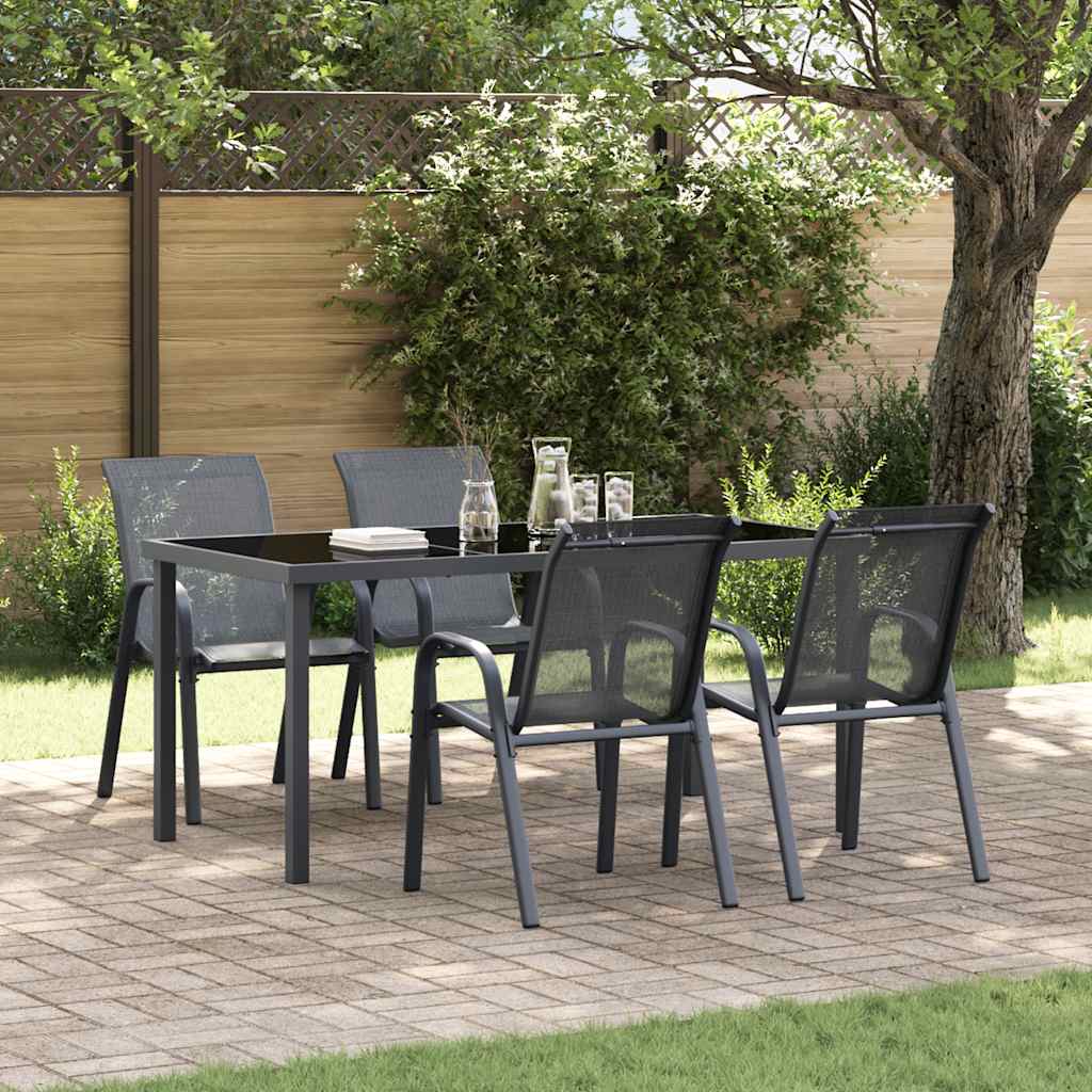 vidaXL vidaXL Stackable Garden Chairs 2 pcs Black Textilene Fabric - Garden Chairs