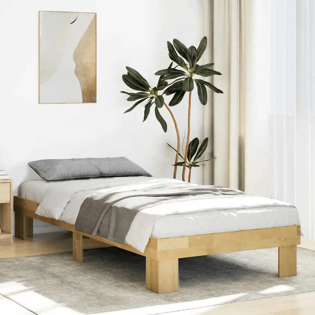 vidaXL vidaXL Bed Frame without Mattress 75x190 cm Small Single Solid Wood Oak - Bed Frames