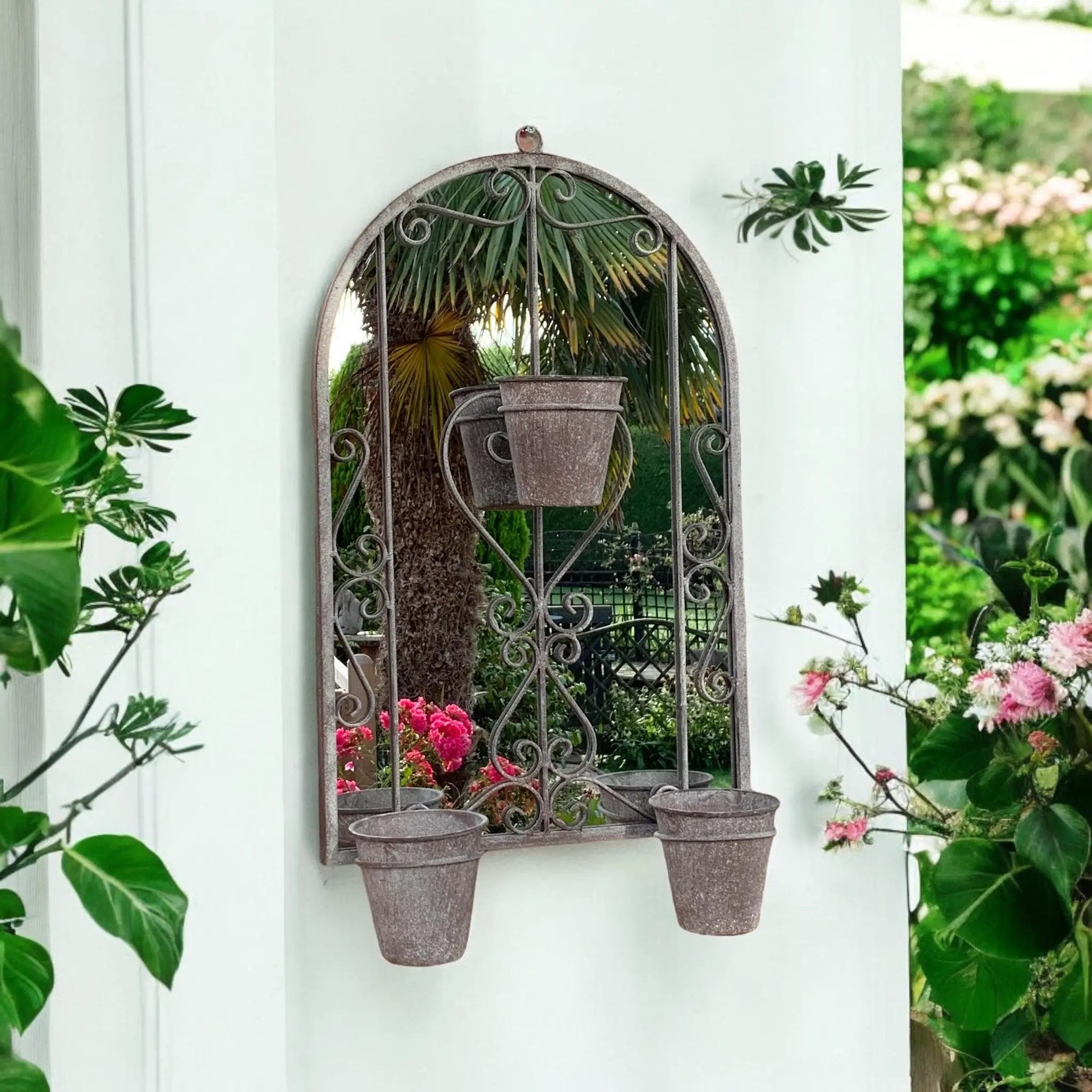 MSL 80CM WALL MIRROR WITH TRIPLE PLANTER - Planters