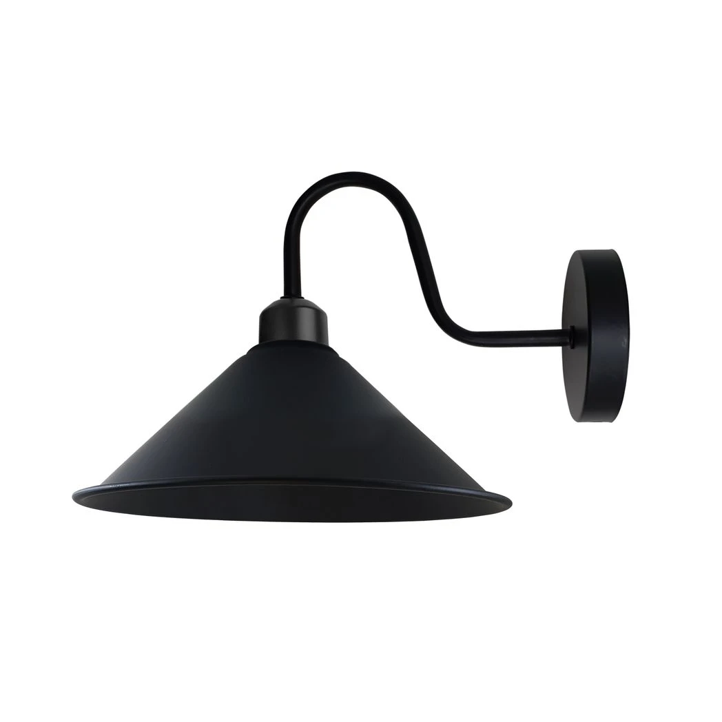 Black Wall Sconce Cone Shade Swan Neck E27 For Living Room by Un-branded