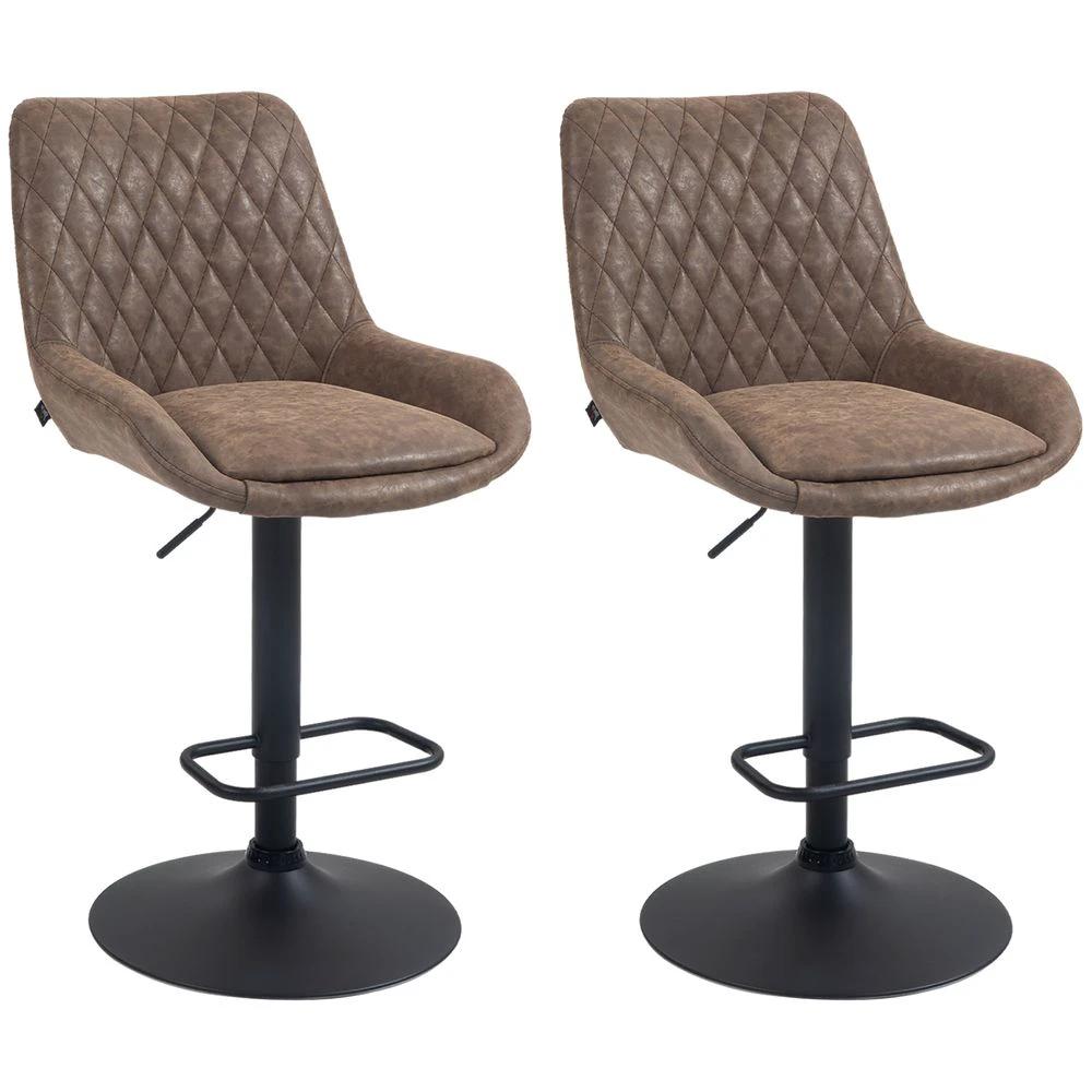 Bar Stools Set of 2, Adjustable Bar Chairs 360° Swivel for Kitchen Coffee by HOMCOM