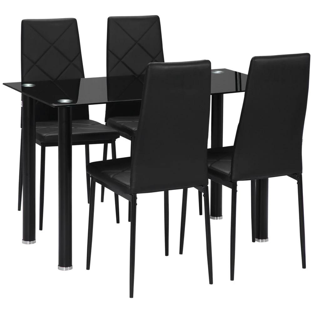 Dining Table Set for 4, Modern Kitchen Table and Chairs with Padded Seat by HOMCOM