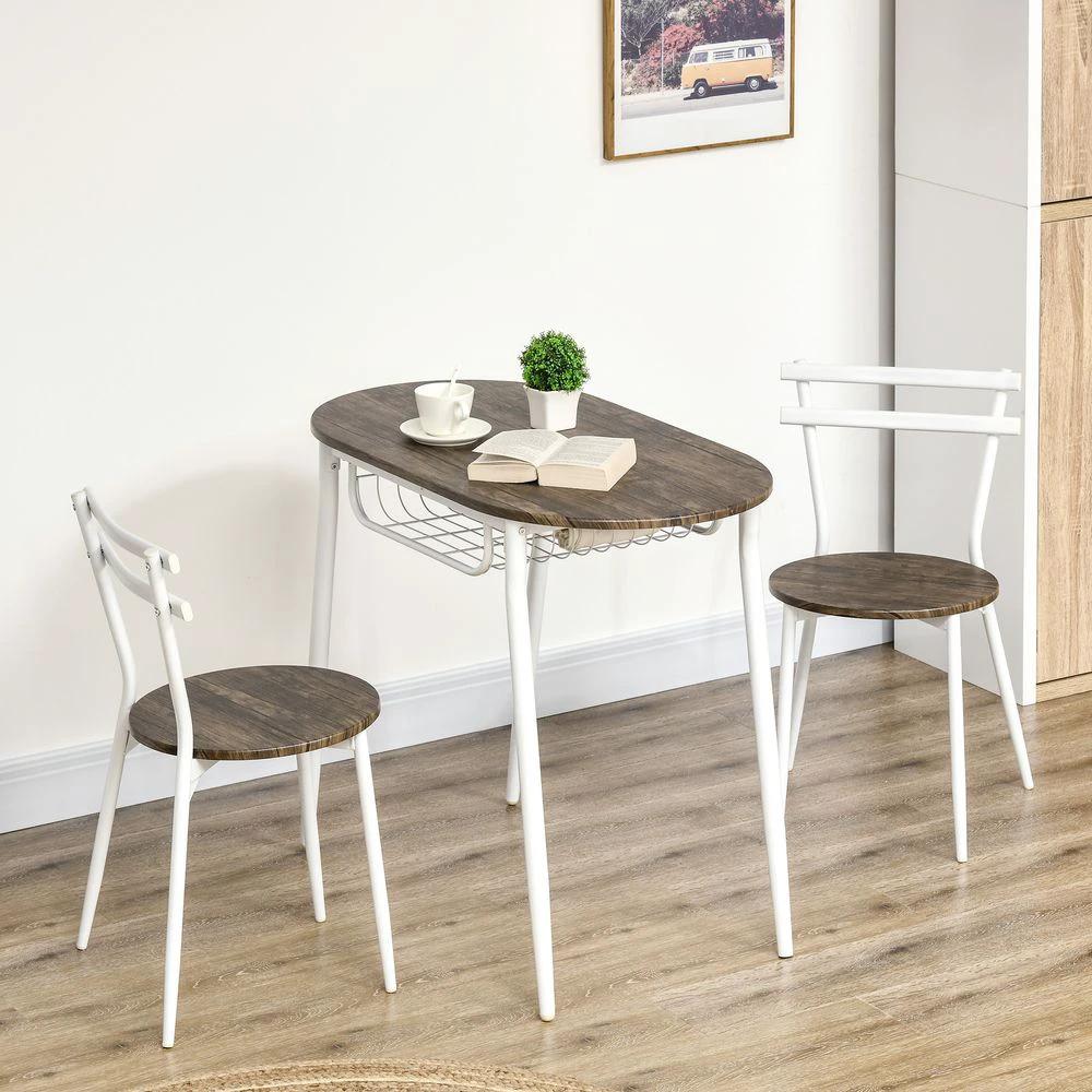 HOMCOM 3pc Homcom Dining Table and Chairs Set, Oval Kitchen Table with 2 Chairs, Natural - Uncategorized Dining Set