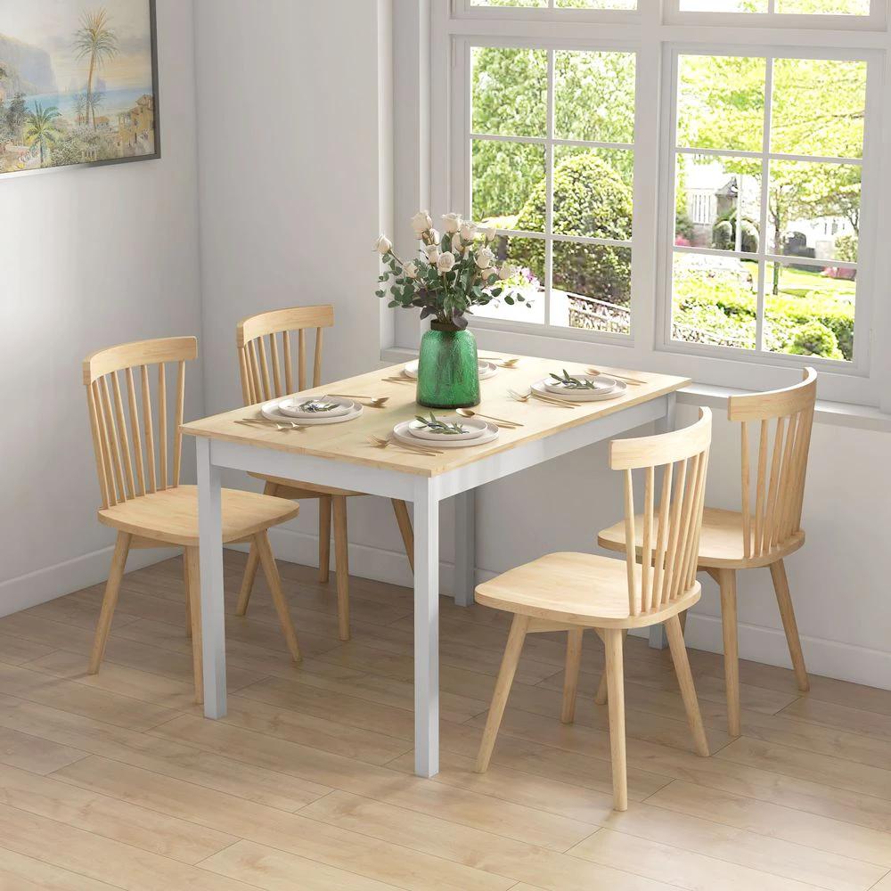 Dining Table Farmhouse Kitchen Table w/ Wood Frame for Dining Room by HOMCOM