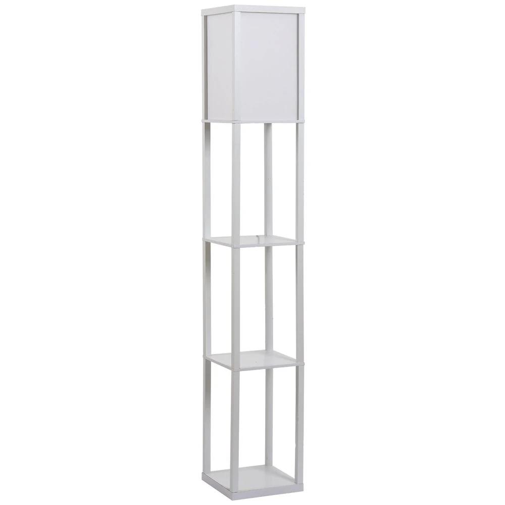 4-Tier Floor Lamp, Floor Light with Storage Shelf, White 3-Tier by HOMCOM