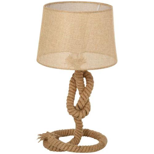 HOMCOM Hemp Rope Linen Shade Table Lamp Beige - Lamp
