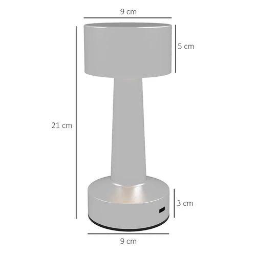 HOMCOM HOMCOM LED Cordless Table Lamp with Battery Operated for Bedroom, Silver - Lamp