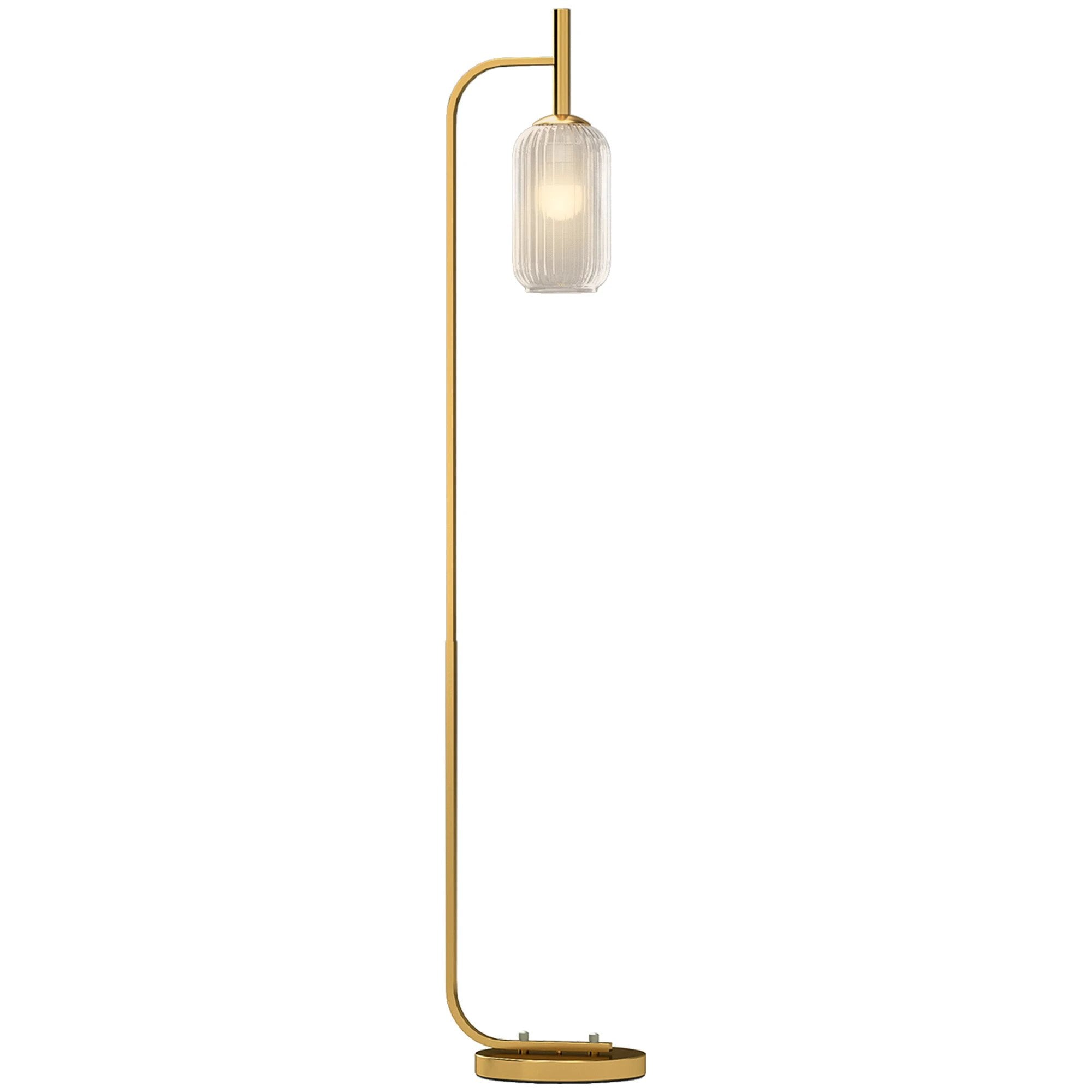 HOMCOM Modern Floor Lamp with Glass Lampshade, Foot Switch for Living Room by HOMCOM