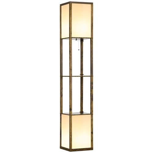 HOMCOM Shelf Floor Lamp with Dual Light, for Living Room, Bedroom, Brown by HOMCOM
